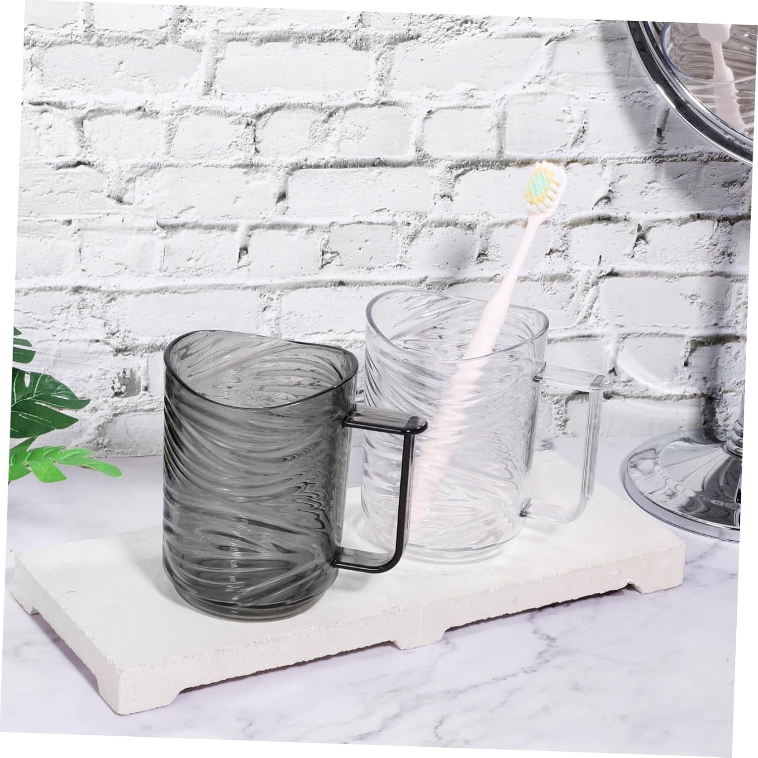 2-Pack Reusable Clear Toothbrush Holder with Handle 1
