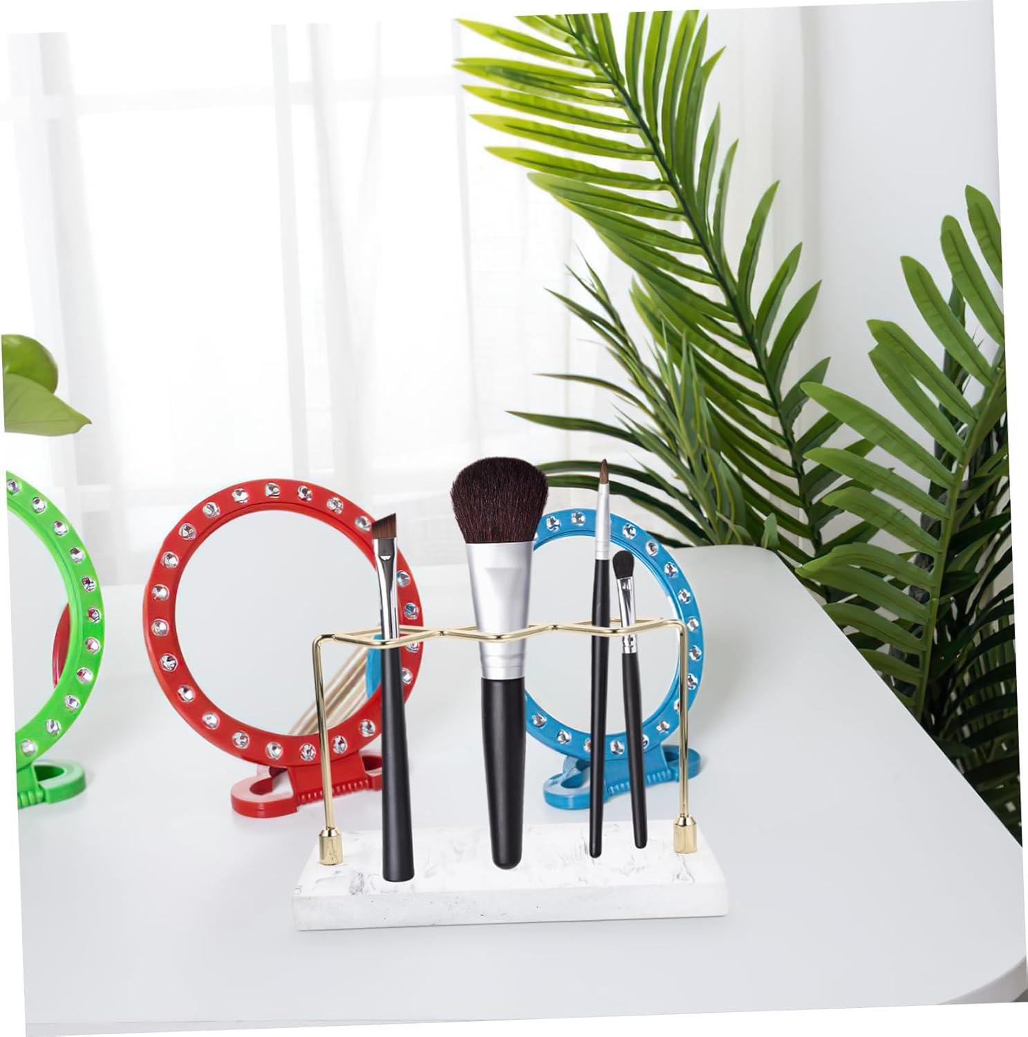 HAKIDZEL Marble Toothbrush Holder with Makeup Brush Stand