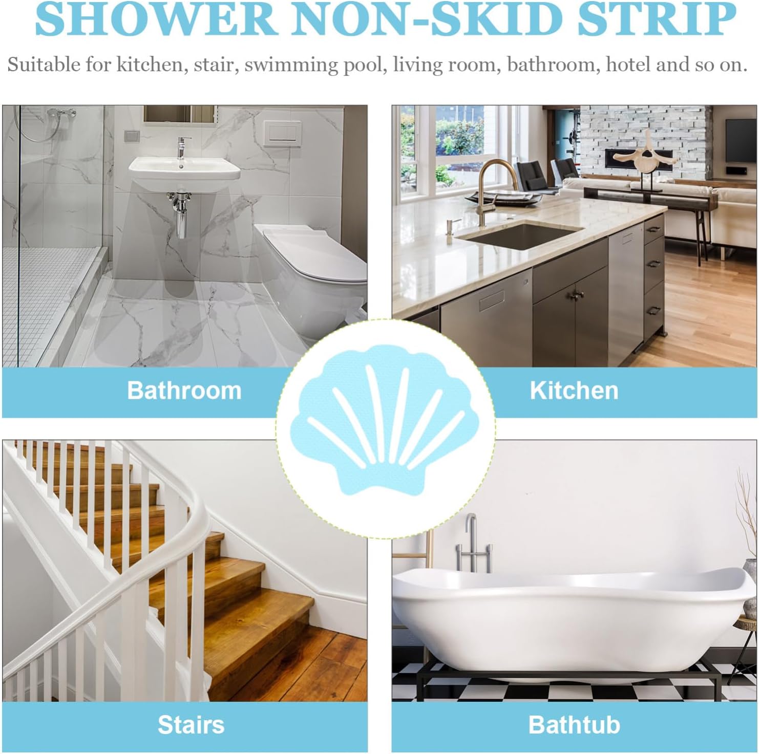Luxshiny 30pc Shell Shape Non-Slip Bathtub Stickers
