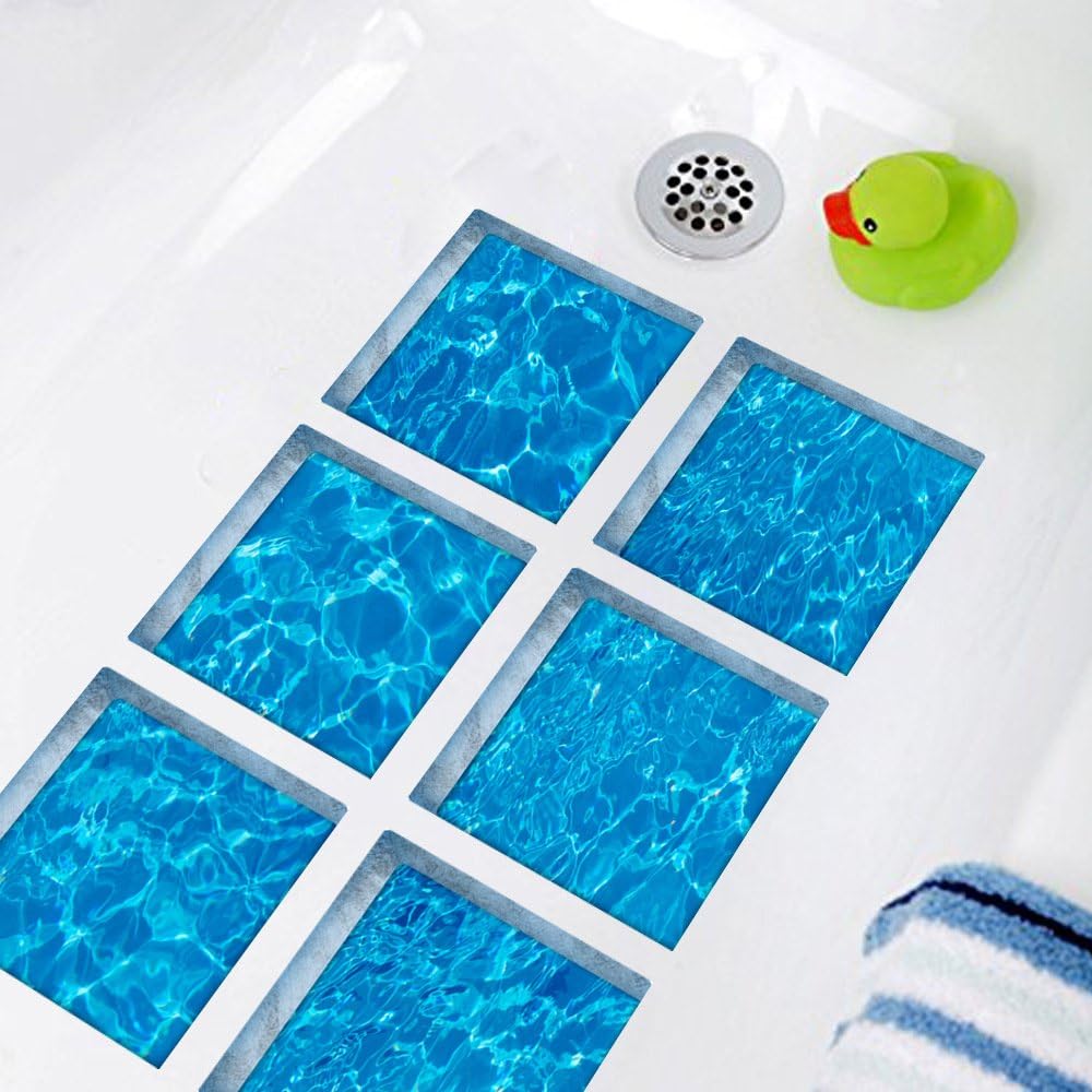 ChezMax 3D Waves Anti-Slip Bathtub Stickers 6 Pcs