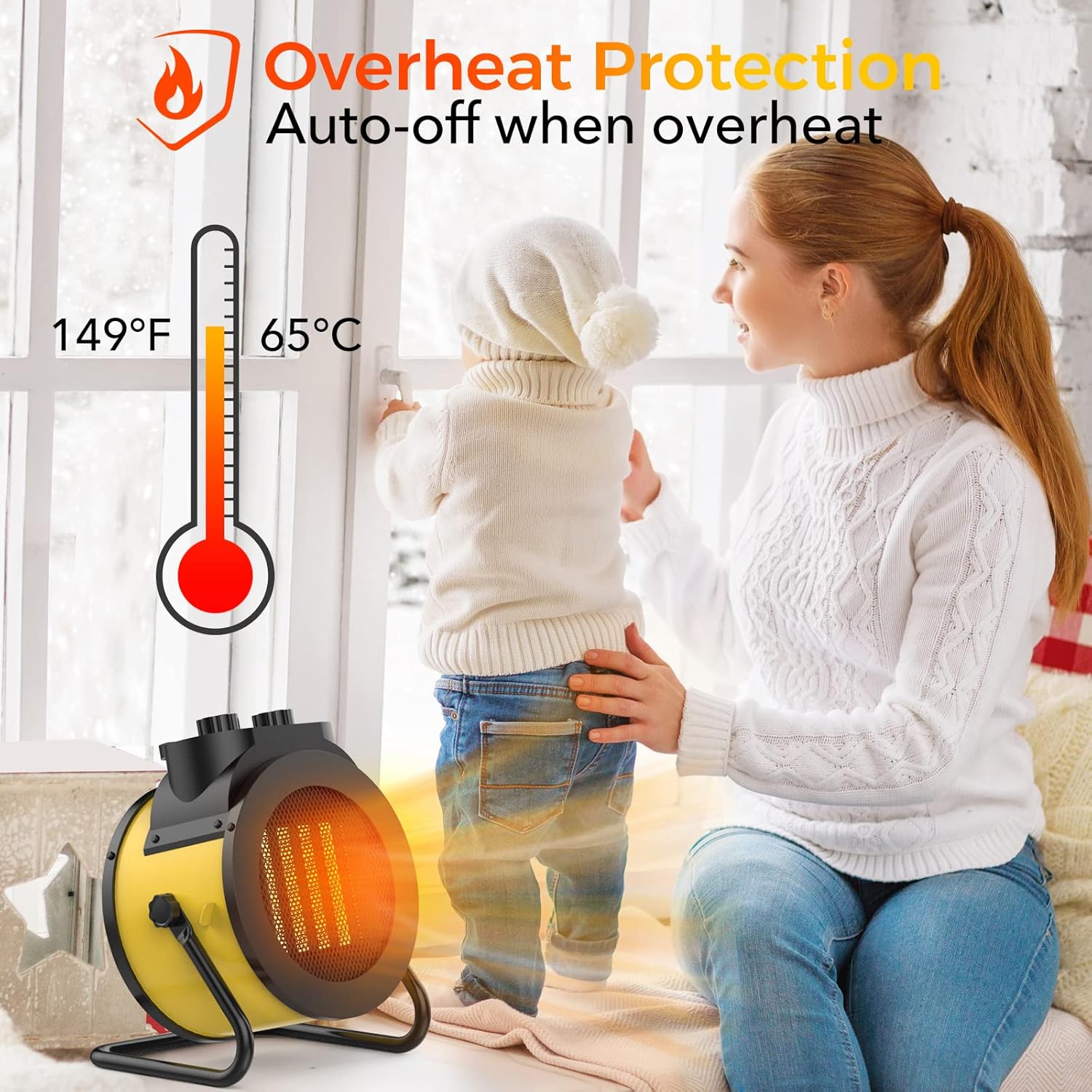 1500W Electric Space Heater with 90 Degree Adjustable Angle
