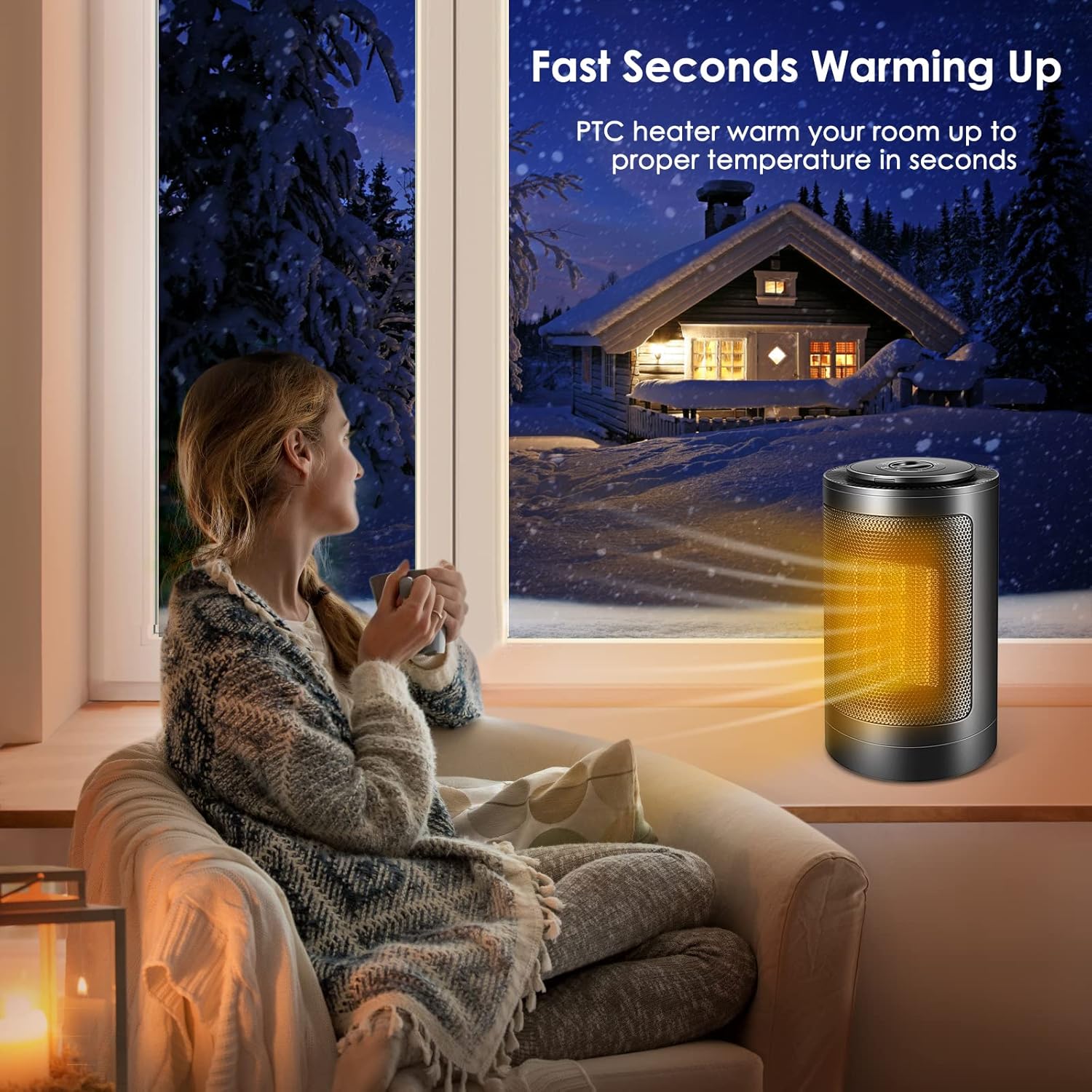 Katouigb Fane Brivennor Electric Space Heater 750W Black