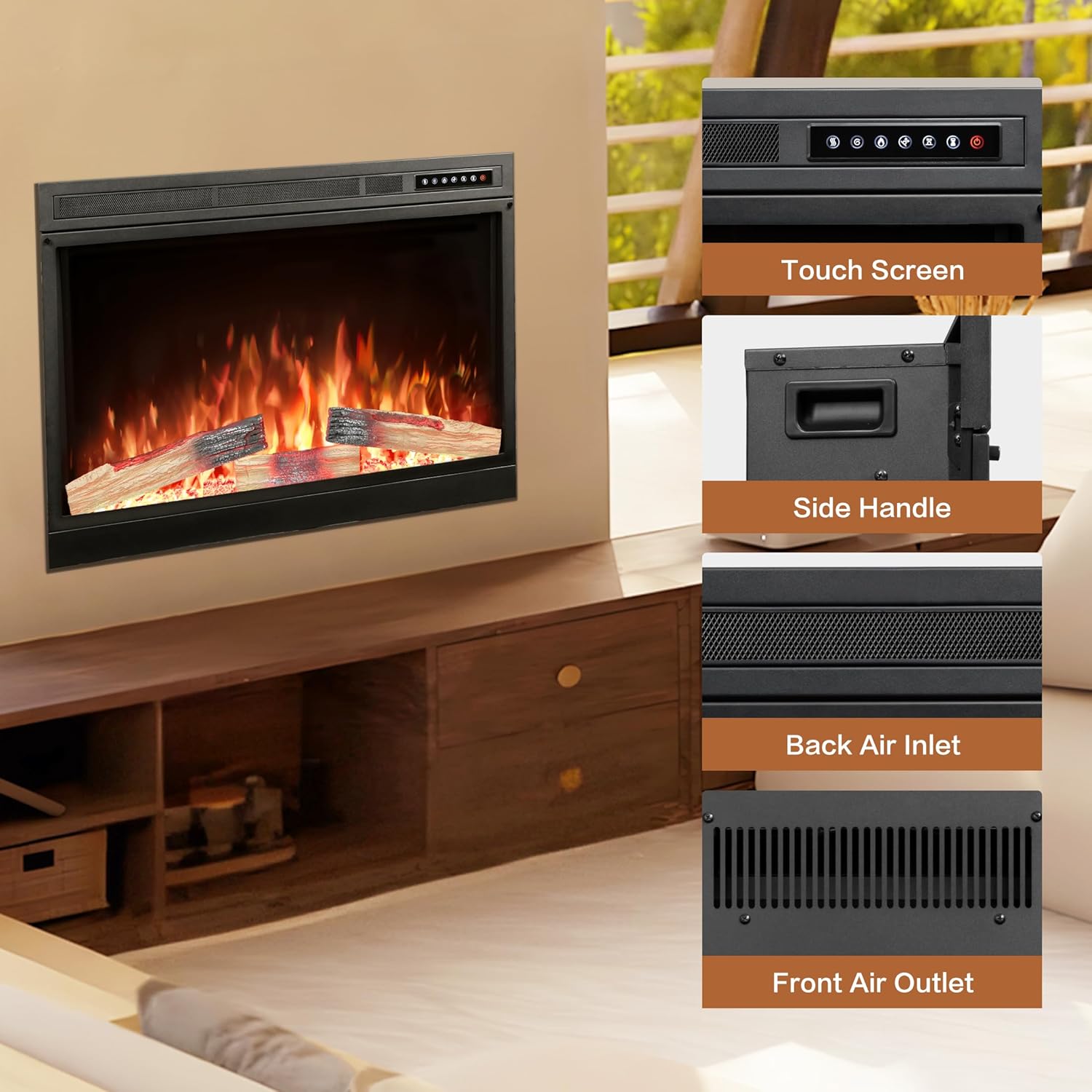 Xbeauty 36 Inch Electric Fireplace Insert with Remote Control 1