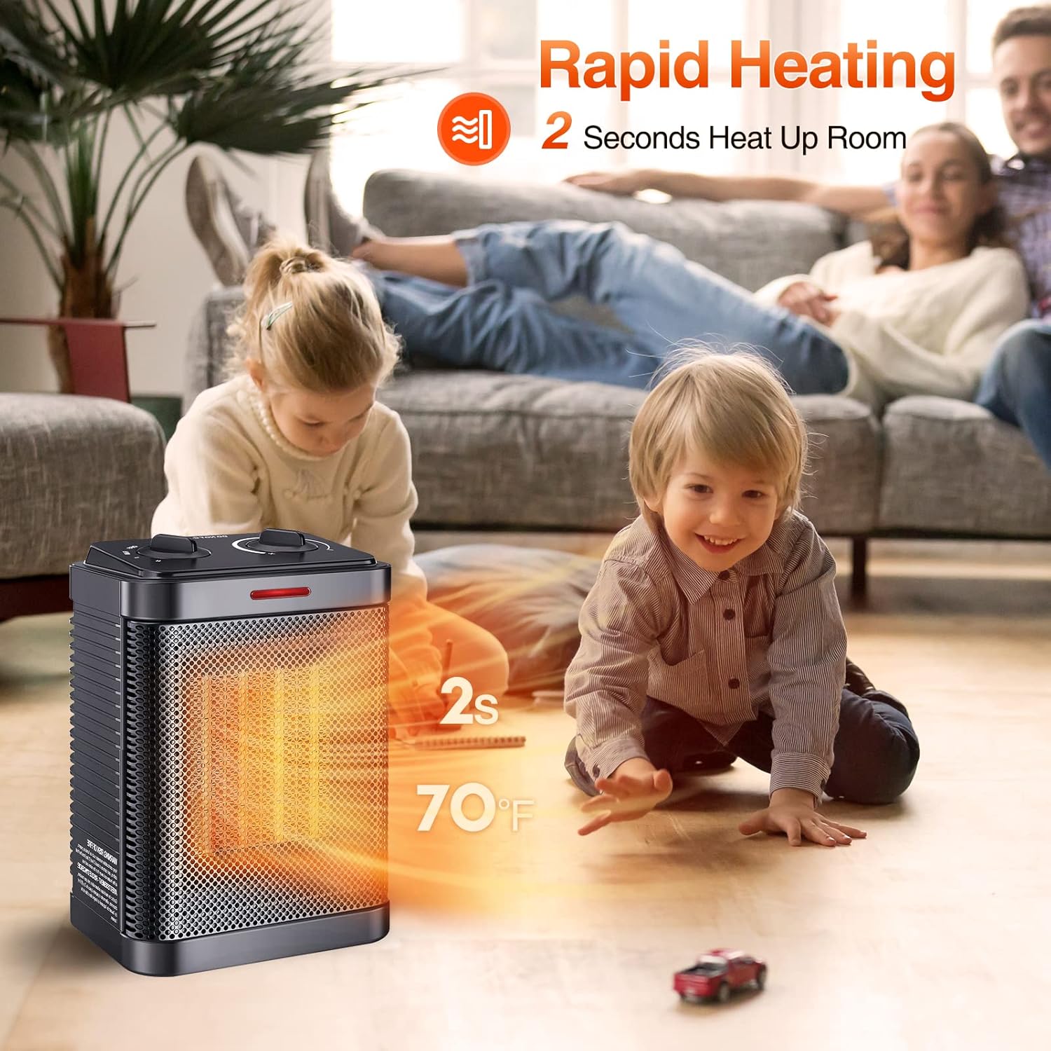 Oprunsy 1500W PTC Ceramic Space Heater with 3 Modes and Safety Protection