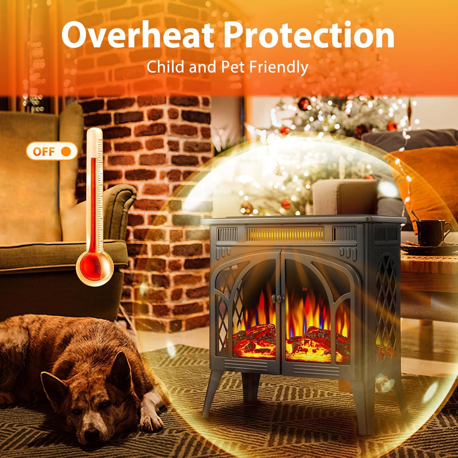 ZAFRO 24-inch Electric Fireplace Heater with Remote Control