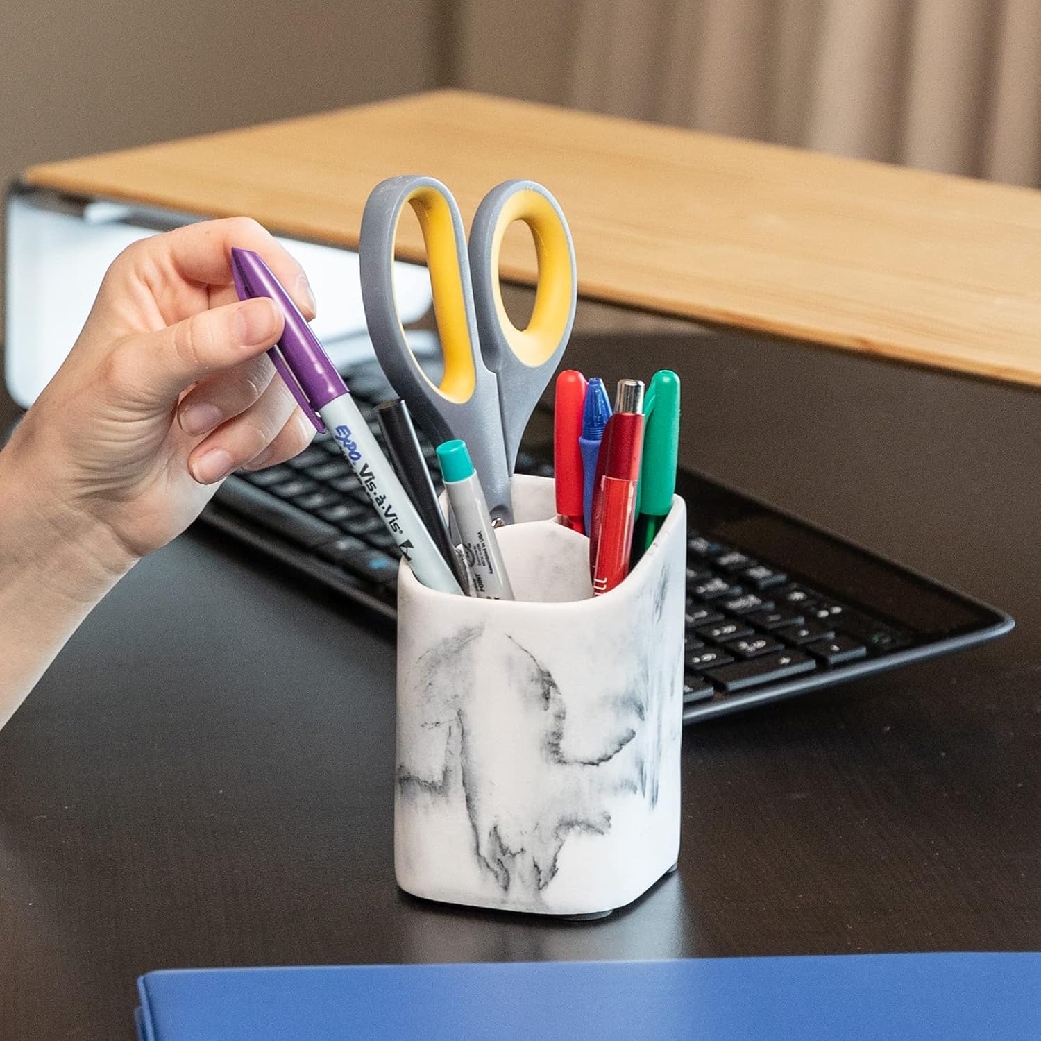 ZCCZ Toothbrush Holder - Premium White Marble Organizer