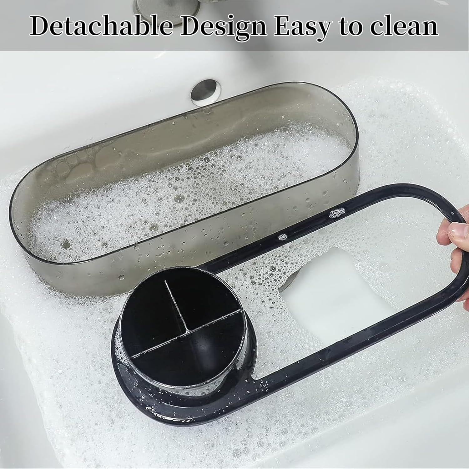 Black Toothbrush Holder Set with 2 Cups for Bathroom