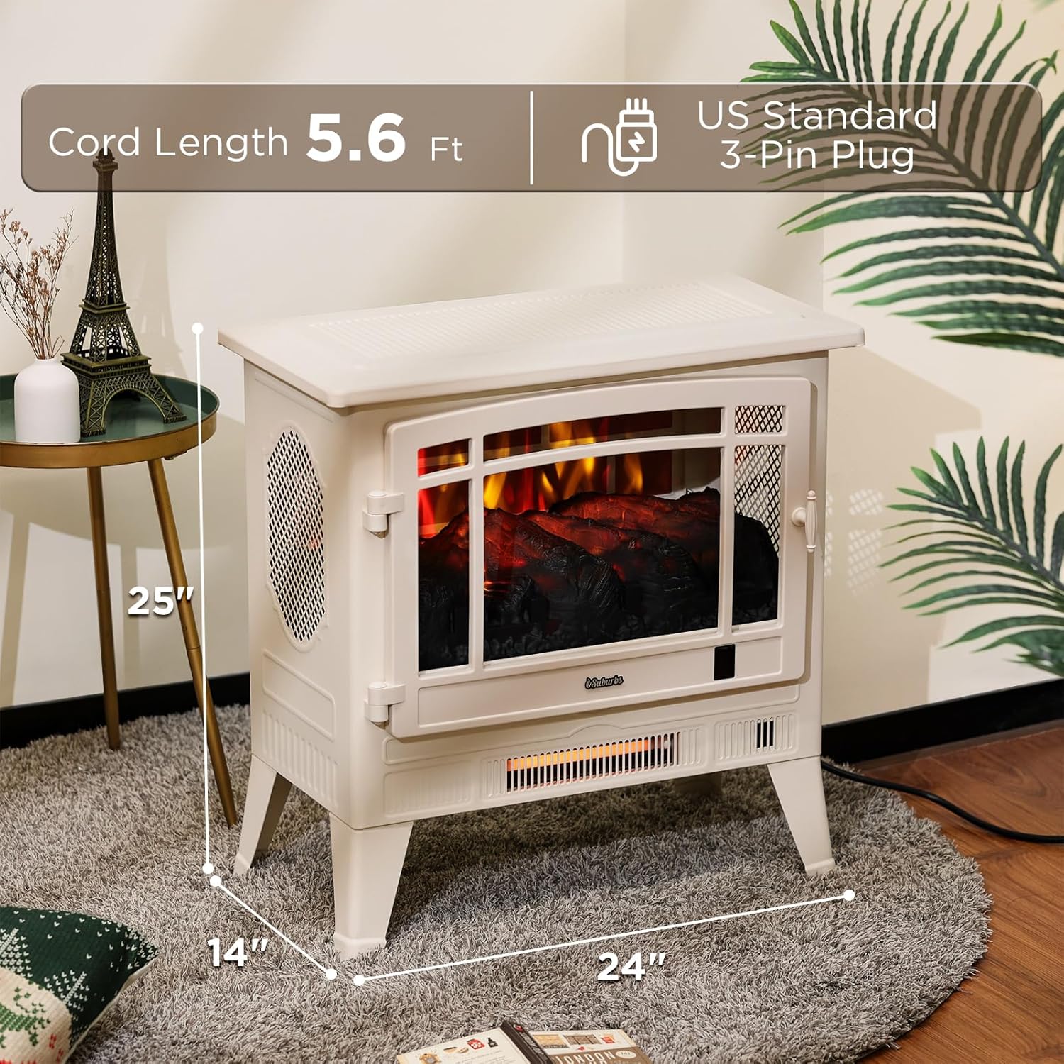 TURBRO TS25 Electric Fireplace with WiFi and Crackling Sound
