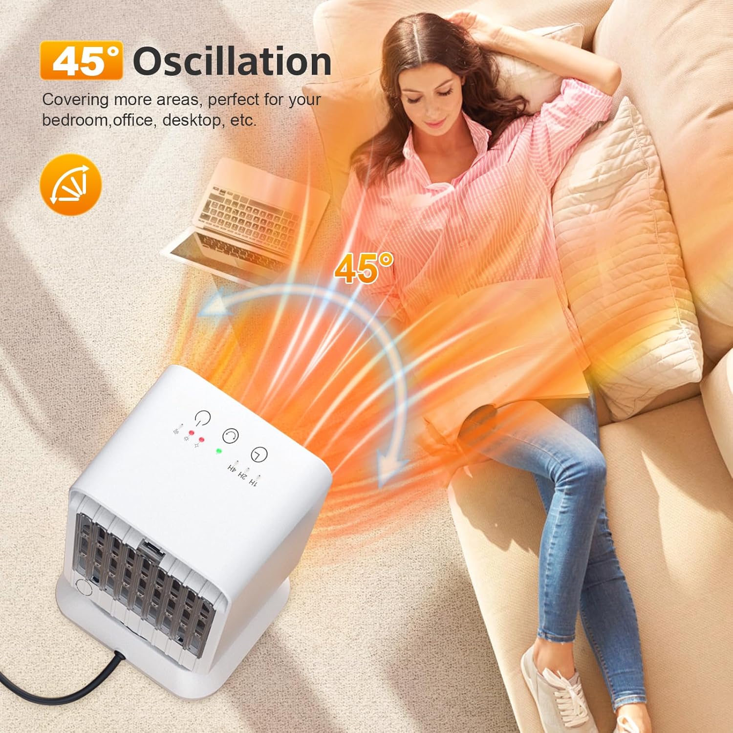 AIDENOEY 3-Mode Energy Efficient Mini Space Heater White