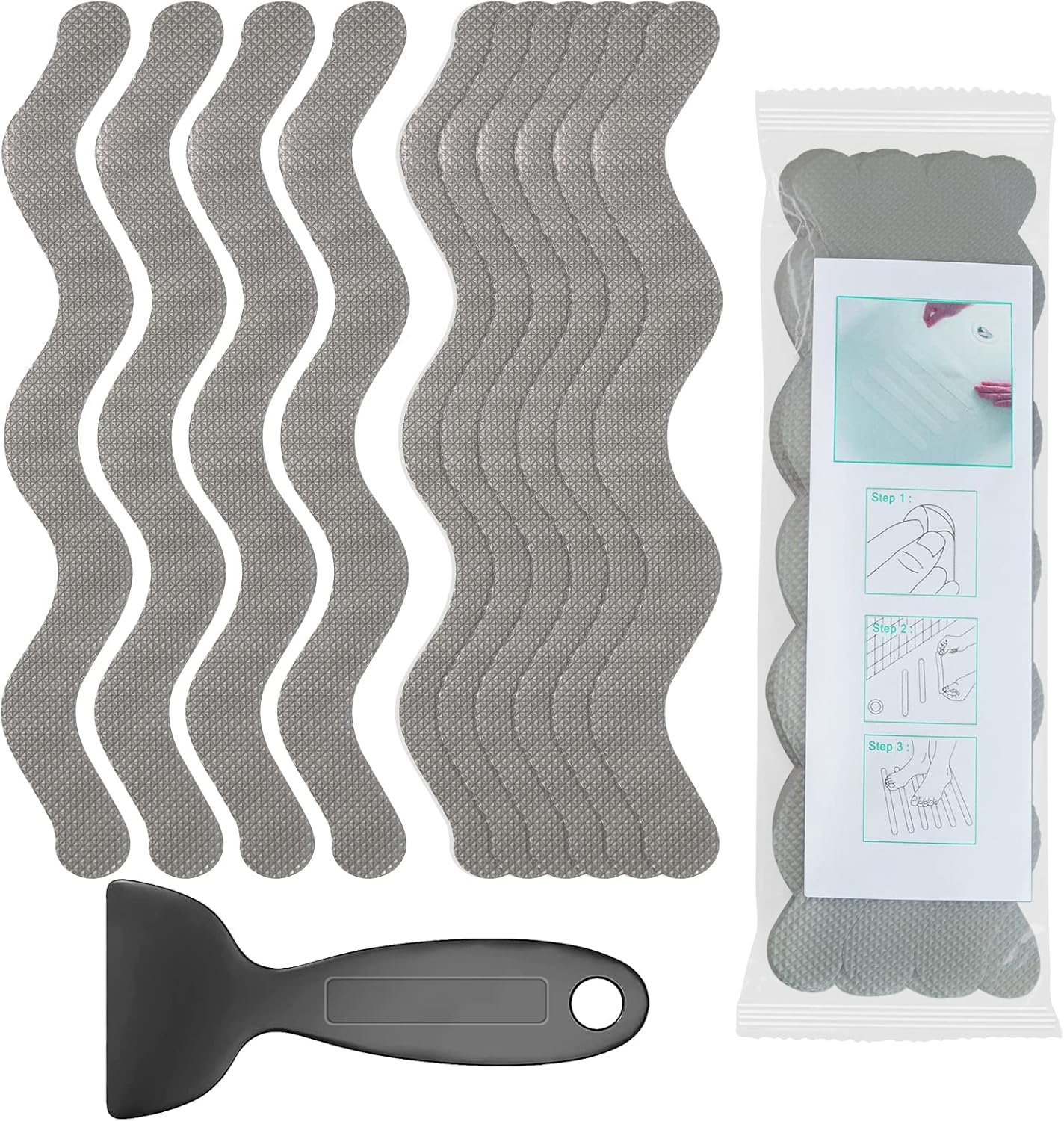 Non Slip Bath Stickers Set of 30 with Premium Scraper