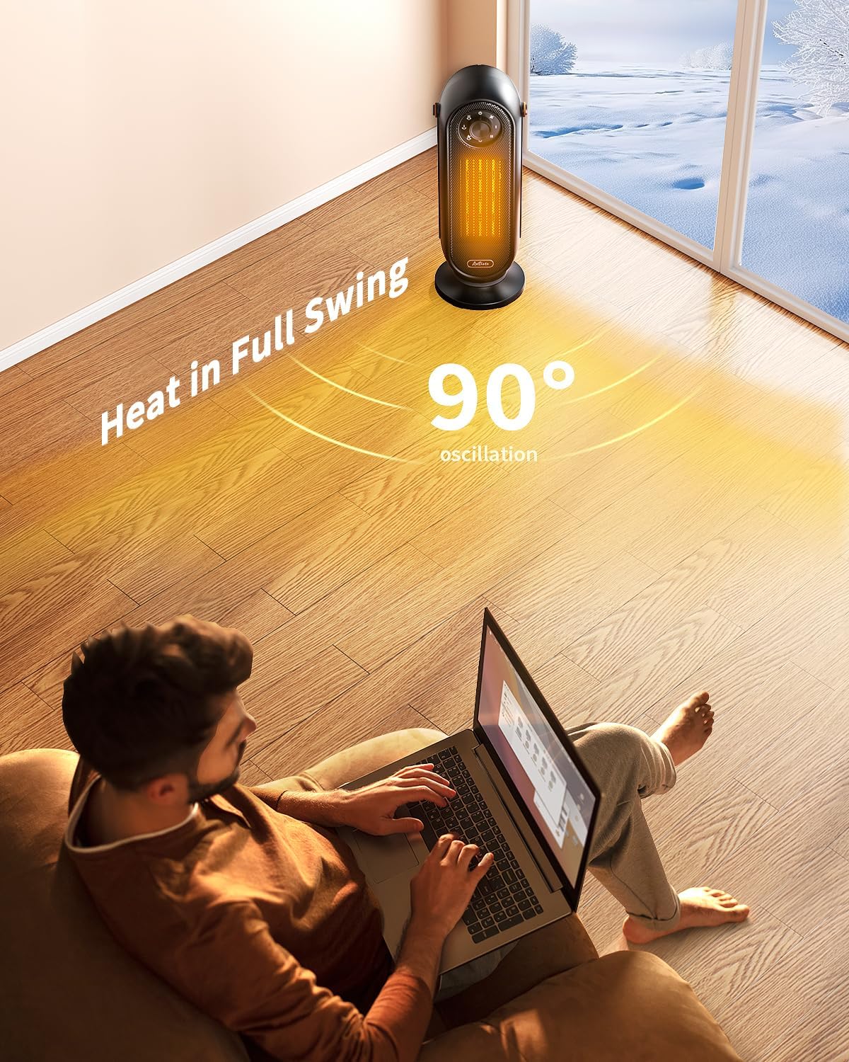 Antime 1500W Electric Space Heater with Remote and Thermostat