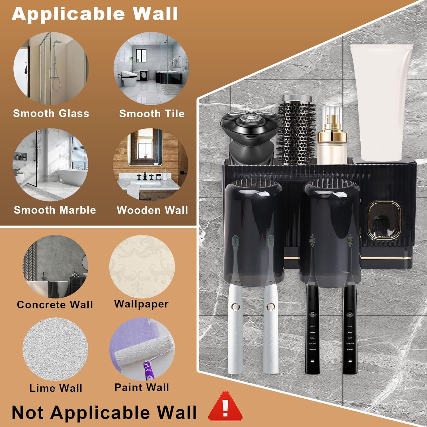Tefola Toothbrush Bracket with Toothpaste Dispenser