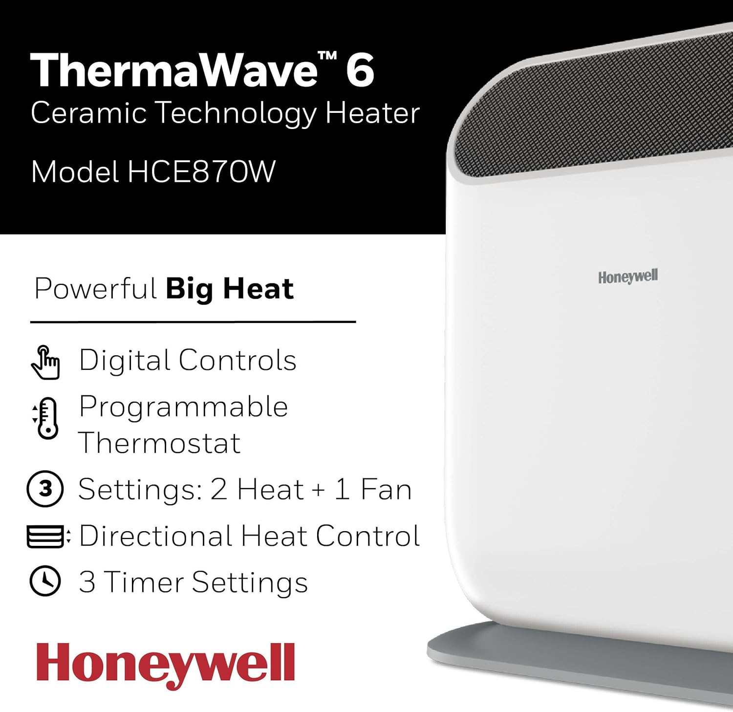 Honeywell ThermaWave 6 White Ceramic Space Heater with Programmable Thermostat