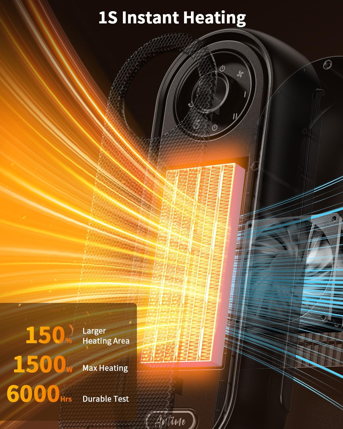 Antime 1500W Electric Space Heater with Remote and Thermostat