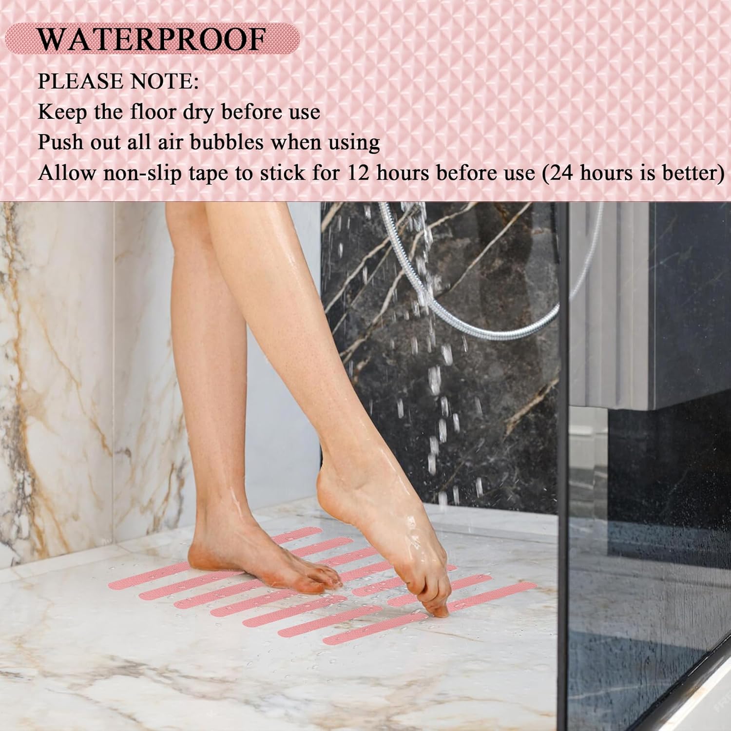 36pcs Pink Non-Slip Bathtub Sticker for Safety