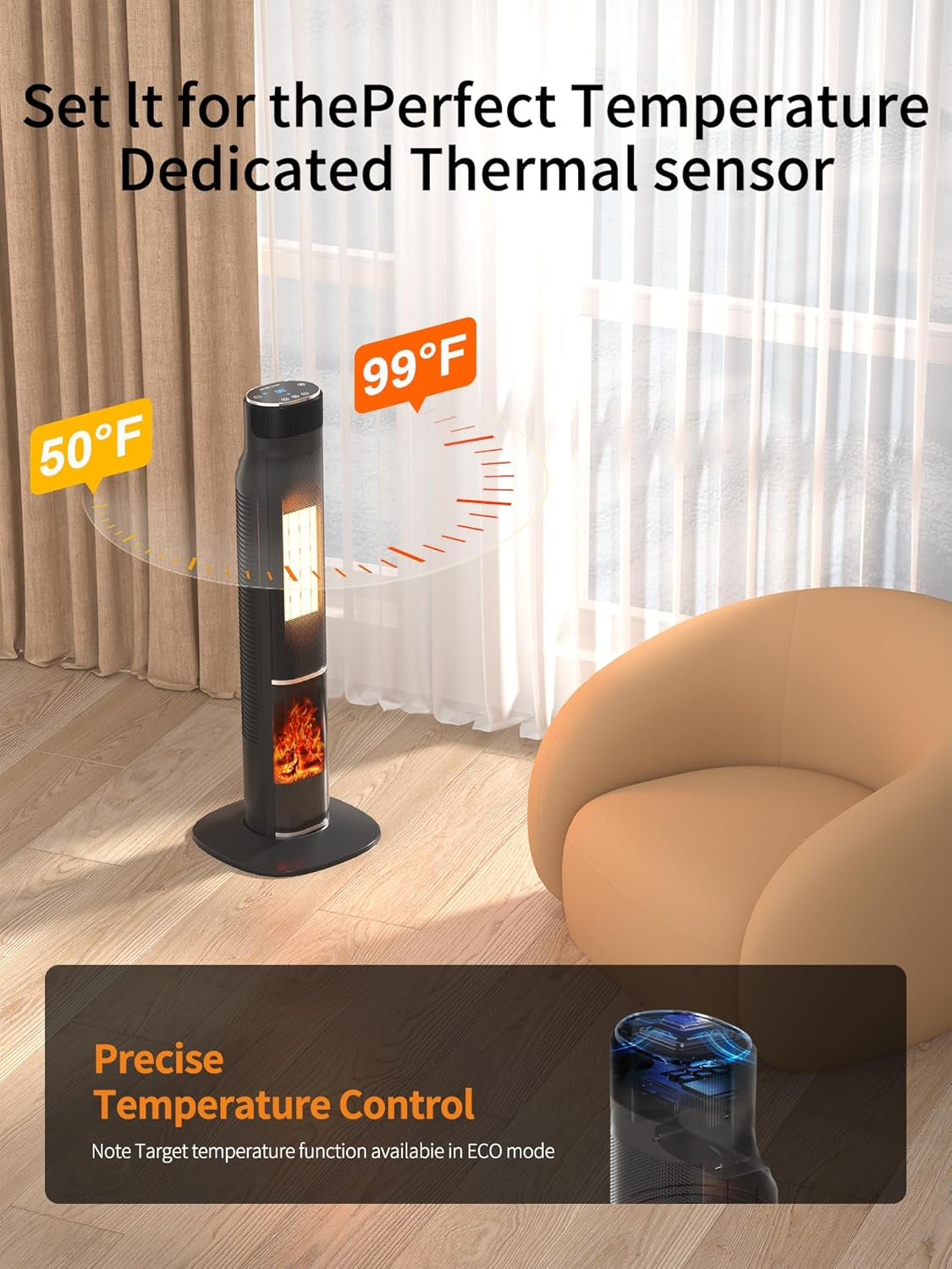 Uthfy 32IN Tower Heater with Remote and Oscillation