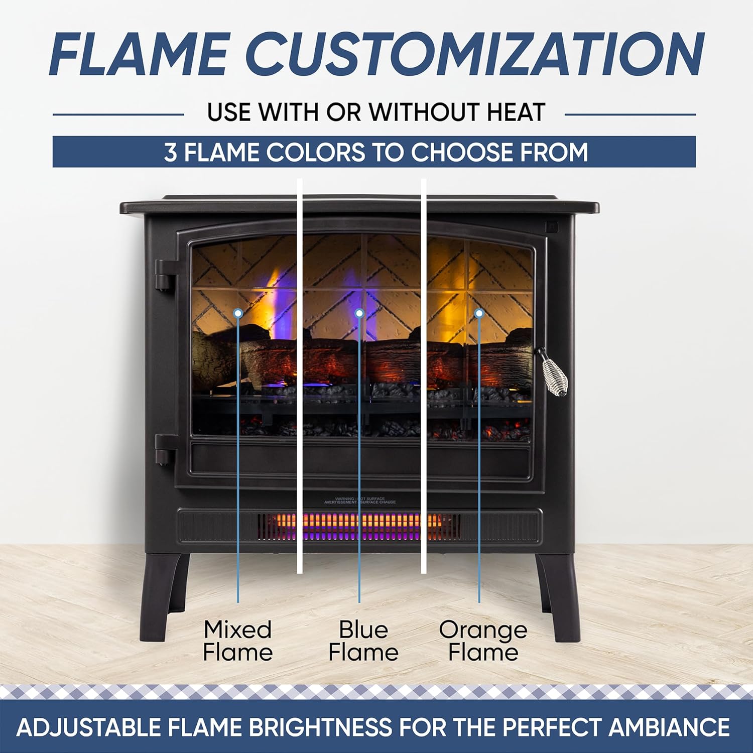 Country Living Infrared Electric Fireplace Stove in Deep Red