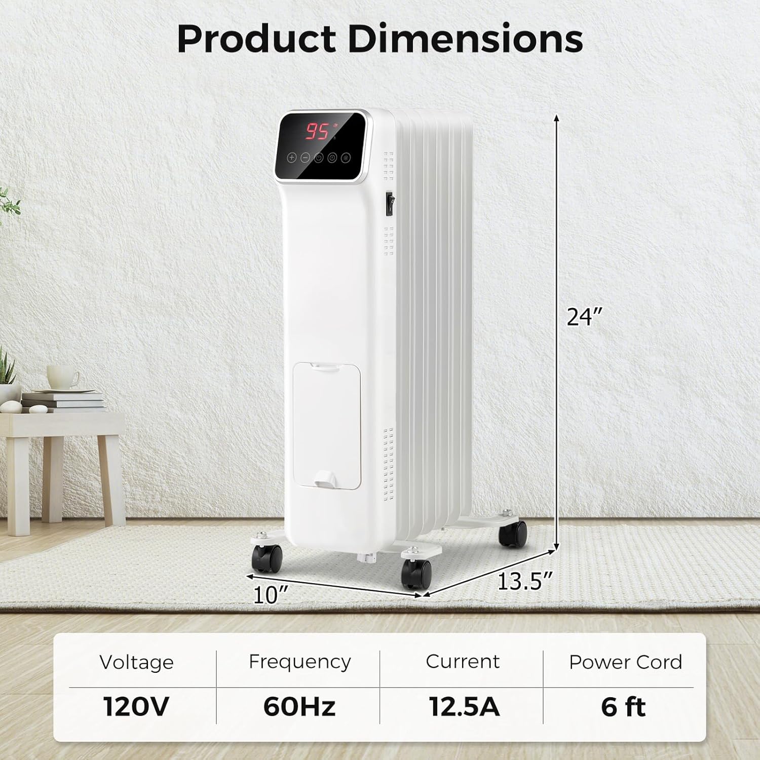 Tangkula 1500W Oil Filled Radiator Heater with Remote and 3 Modes