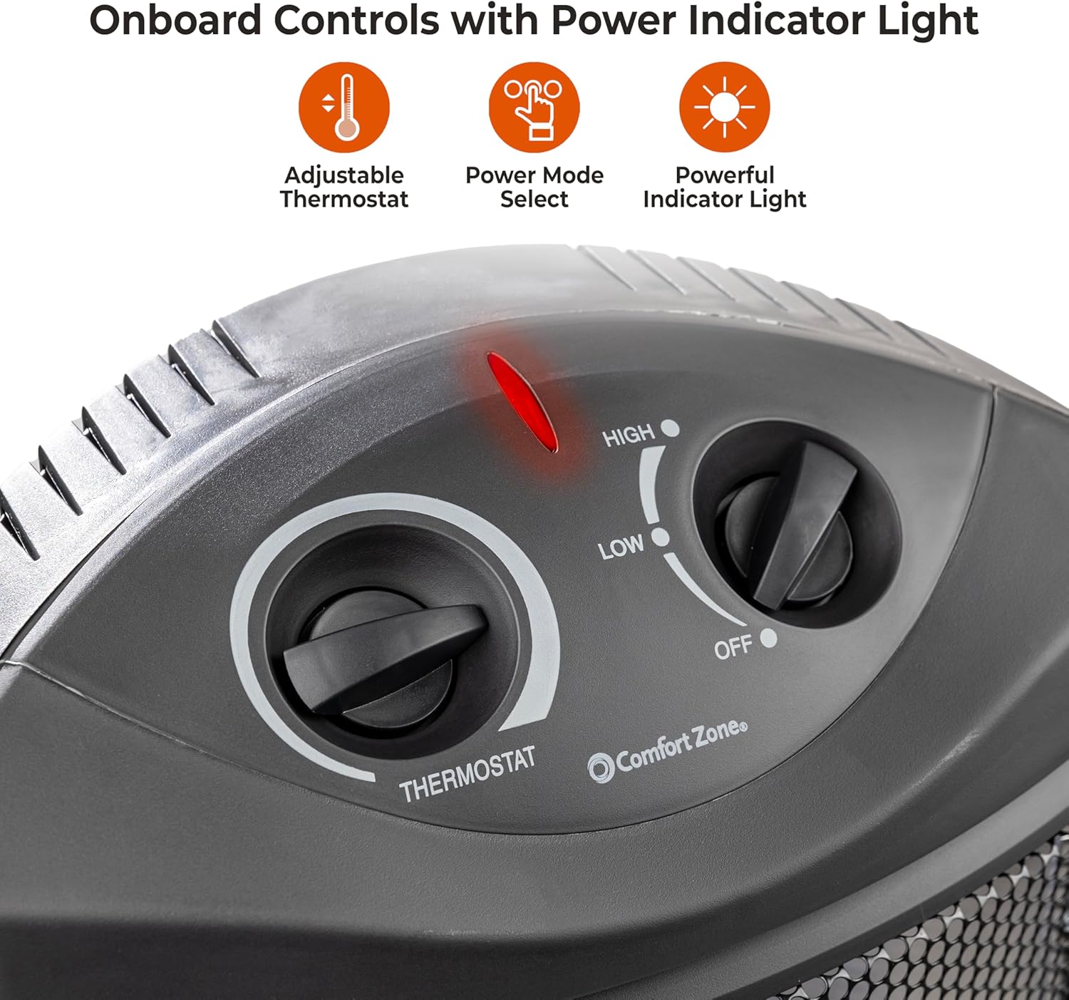 Comfort Zone 1500W Space Heater with 2 Heat Settings