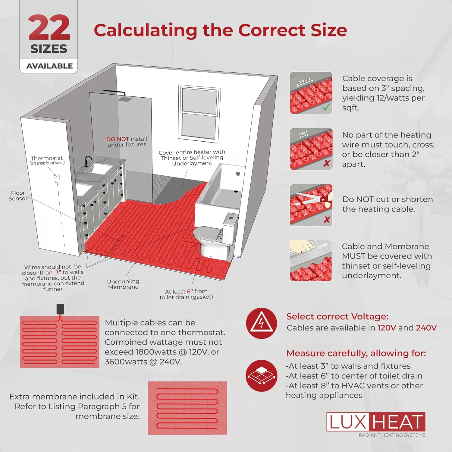 LuxHeat 130sqft Electric Floor Heating Kit