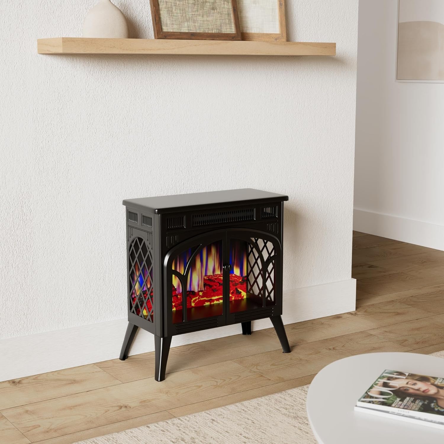 Xbeauty Electric Fireplace Heater Indoor Portable Black