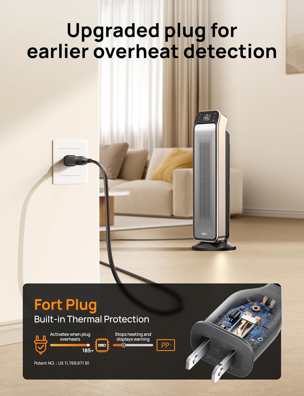 Dreo Space Heater with Remote and Anti-Burn Plug