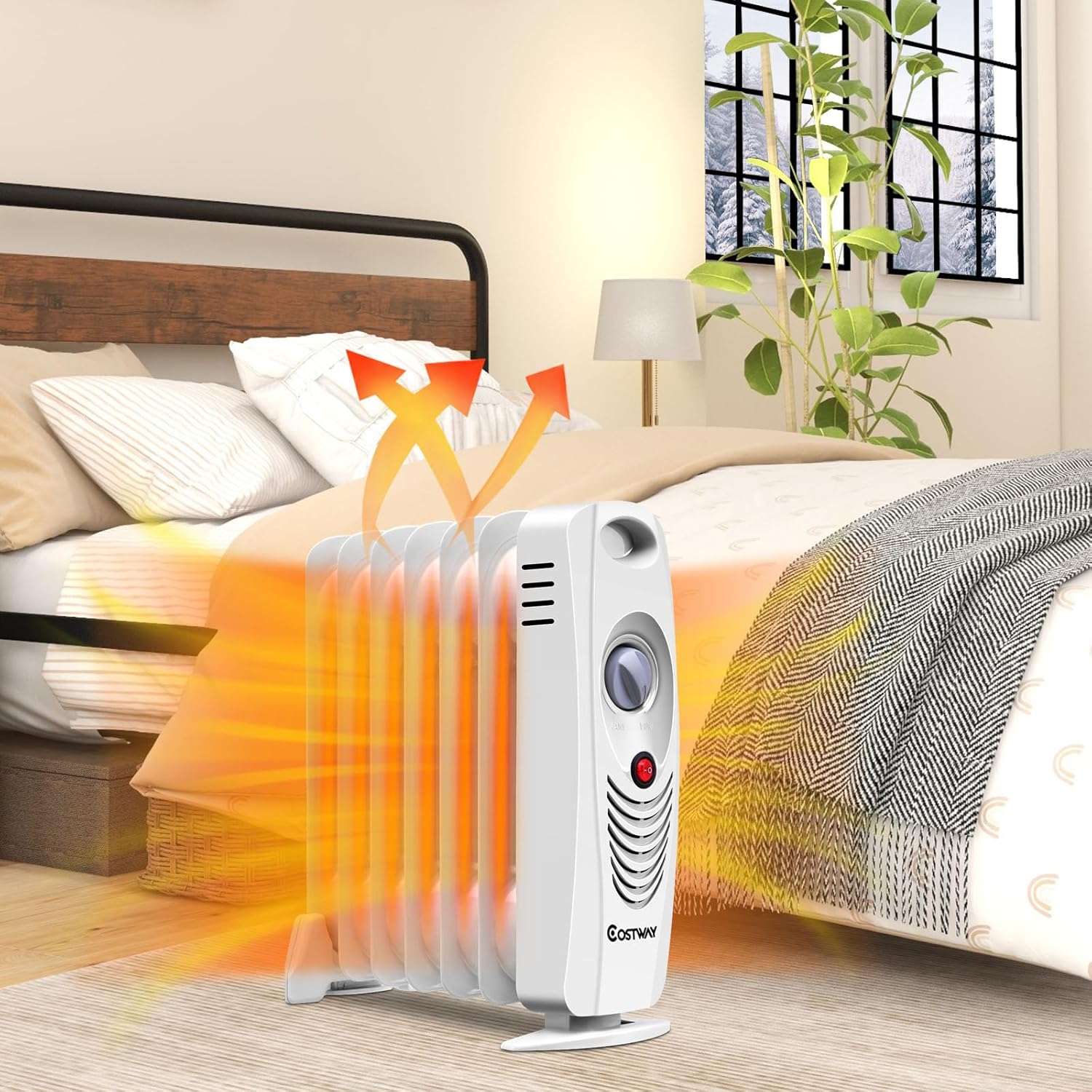 COSTWAY 700W Oil Filled Radiator Heater with Adjustable Thermostat