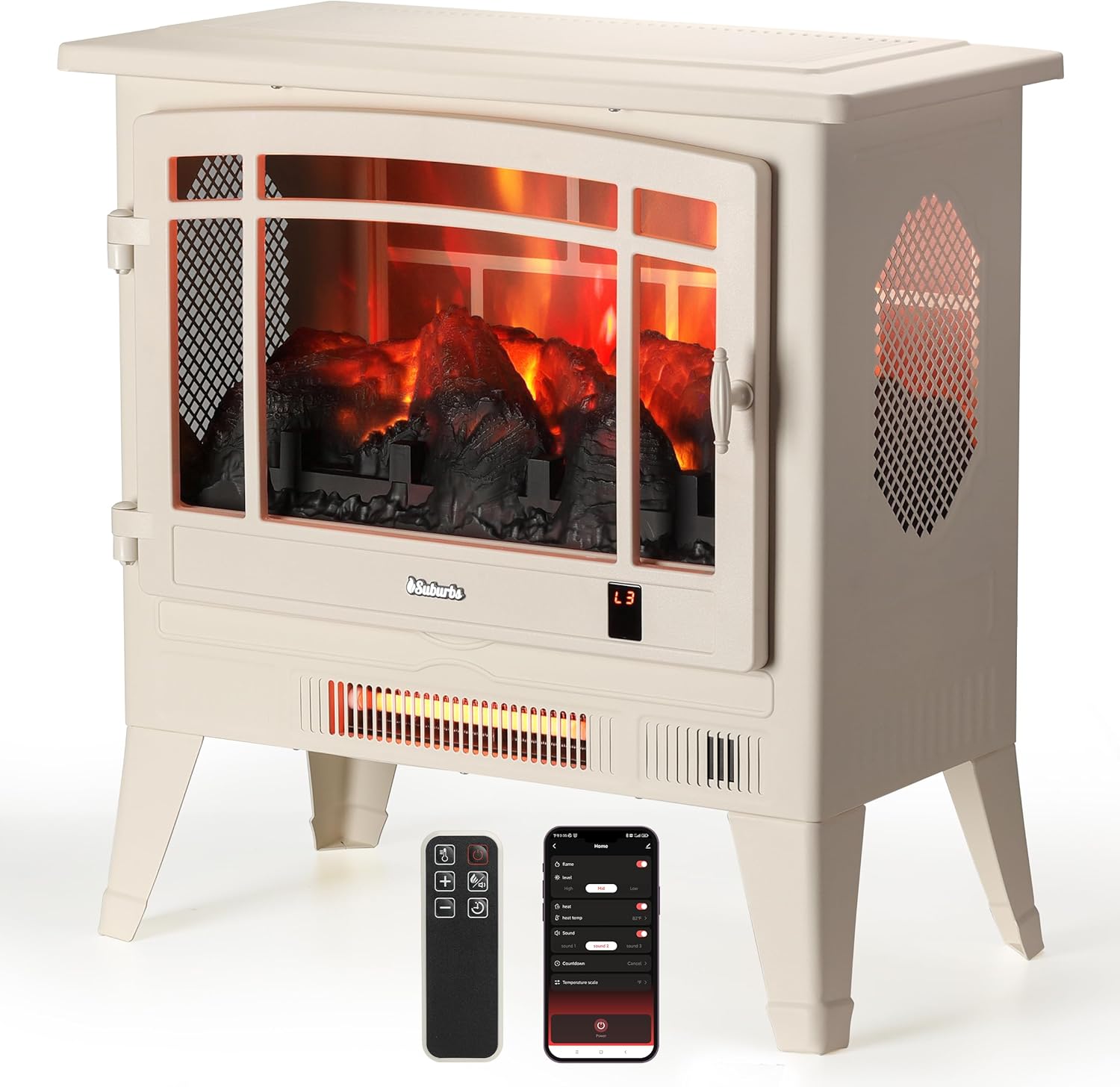 TURBRO TS25 Electric Fireplace with WiFi and Crackling Sound