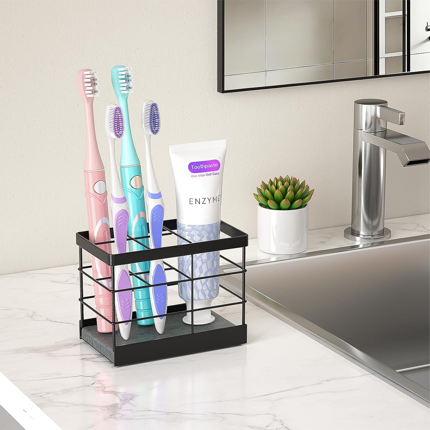 MOJOHAND Toothbrush Holder with Drying Stone