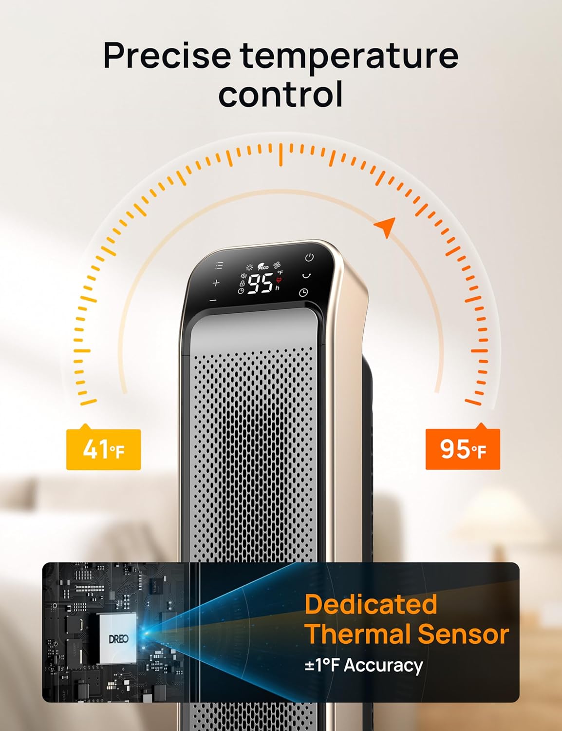 Dreo Space Heater with Remote and Anti-Burn Plug