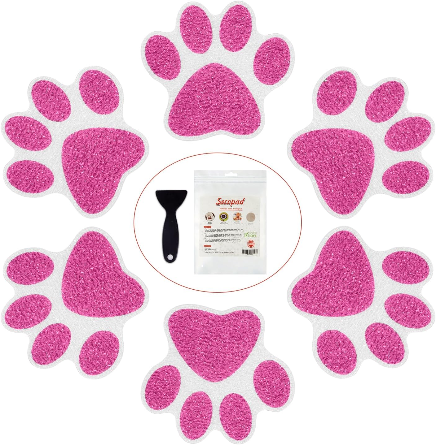 Secopad Non Slip Bathtub Stickers 24pcs Bear Paw Decals