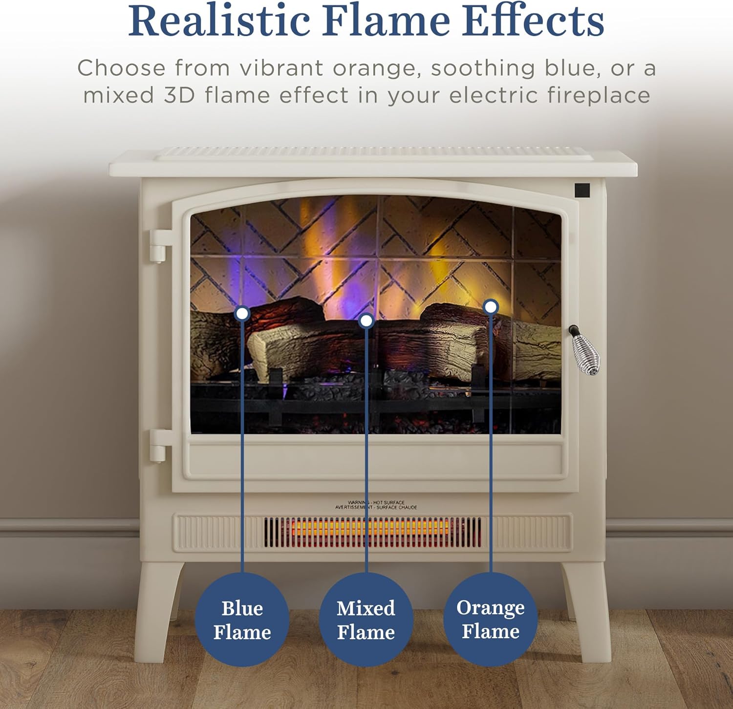 Country Living Infrared Electric Fireplace in Cream