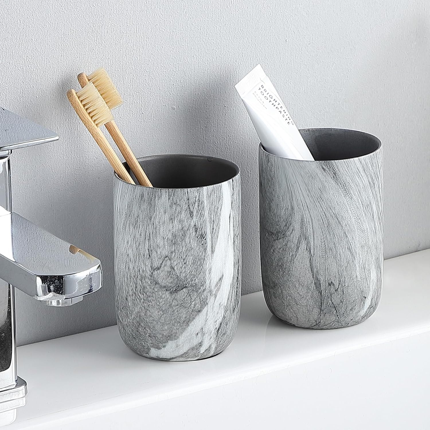 Marble Grey Ceramic Toothbrush Holder Set 1
