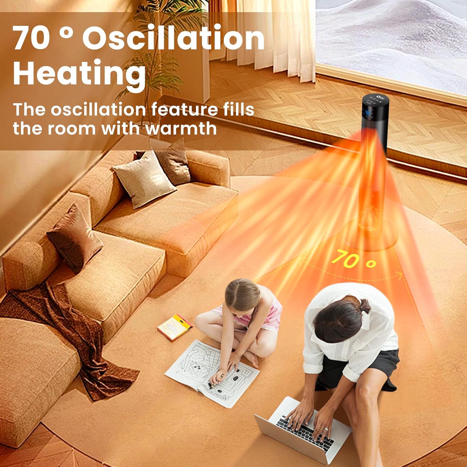 1500W Portable Space Heater with Fireplace and Remote Control