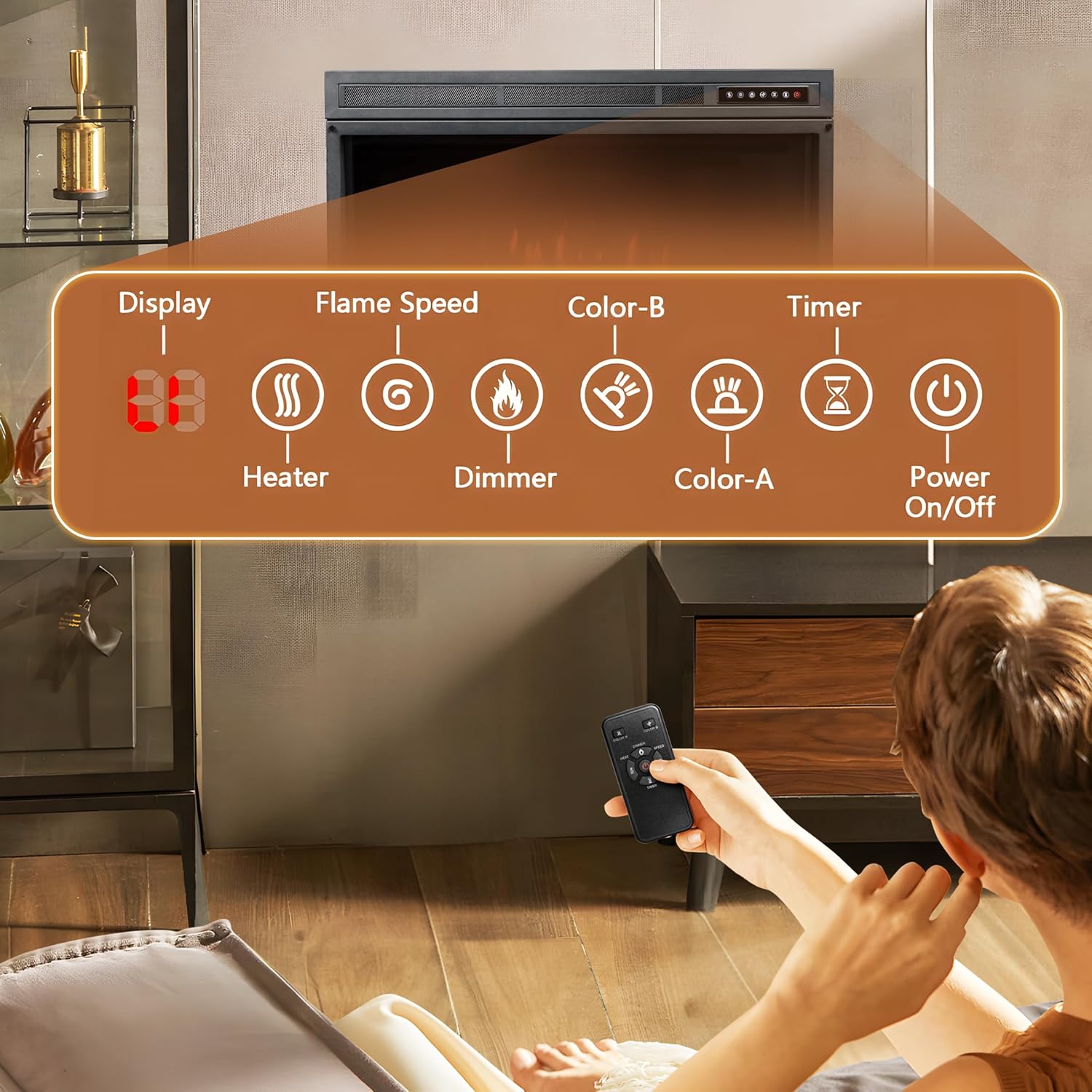 Xbeauty 36 Inch Electric Fireplace Insert with Remote Control 1