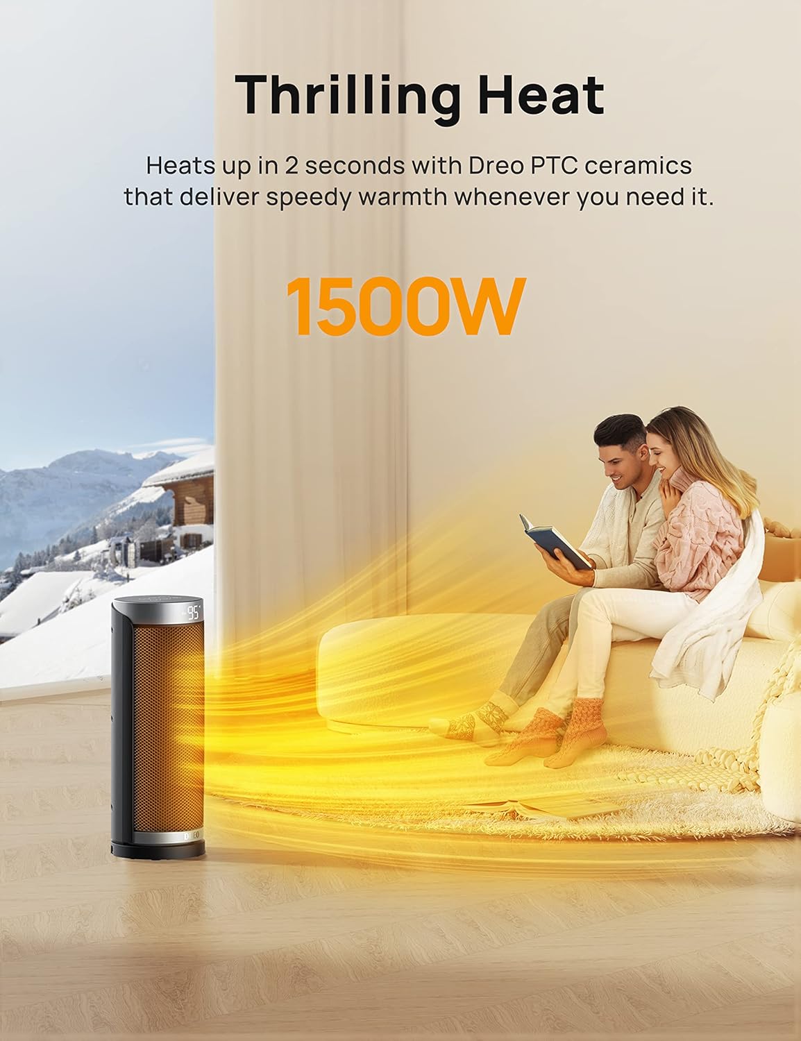 Dreo 1500W Electric Space Heater with Remote 1