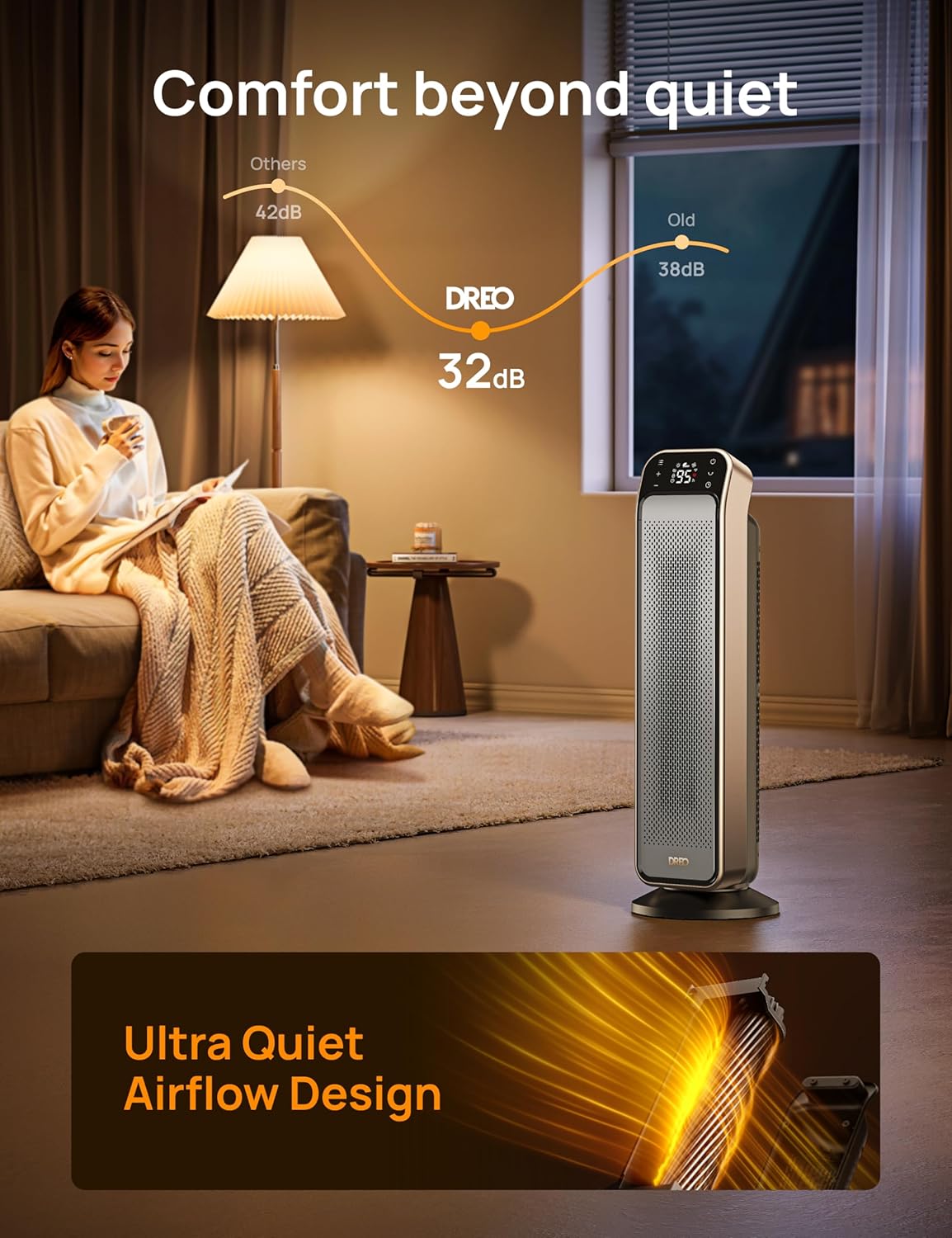 Dreo Space Heater with Remote and Anti-Burn Plug