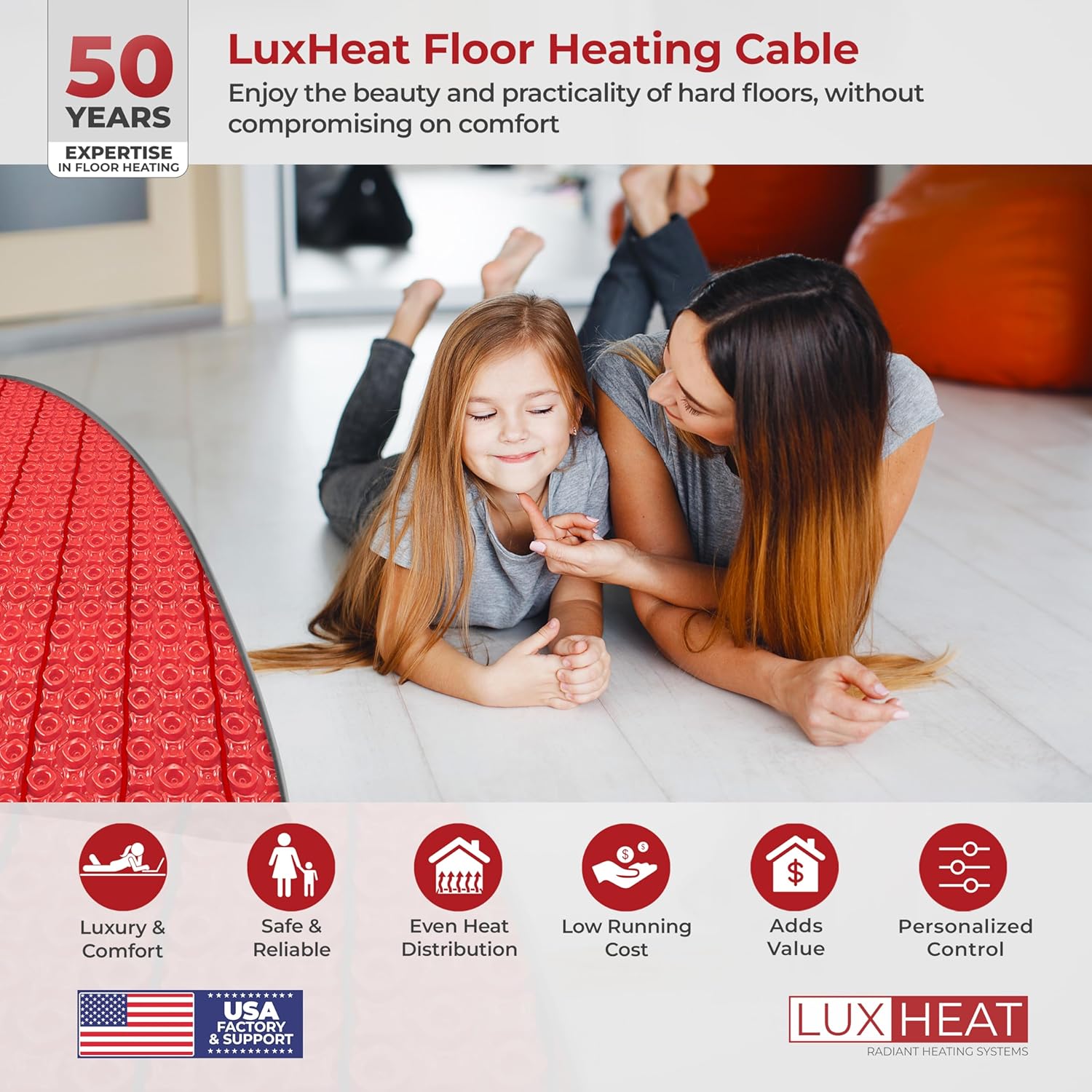 LuxHeat 130sqft Electric Floor Heating Kit