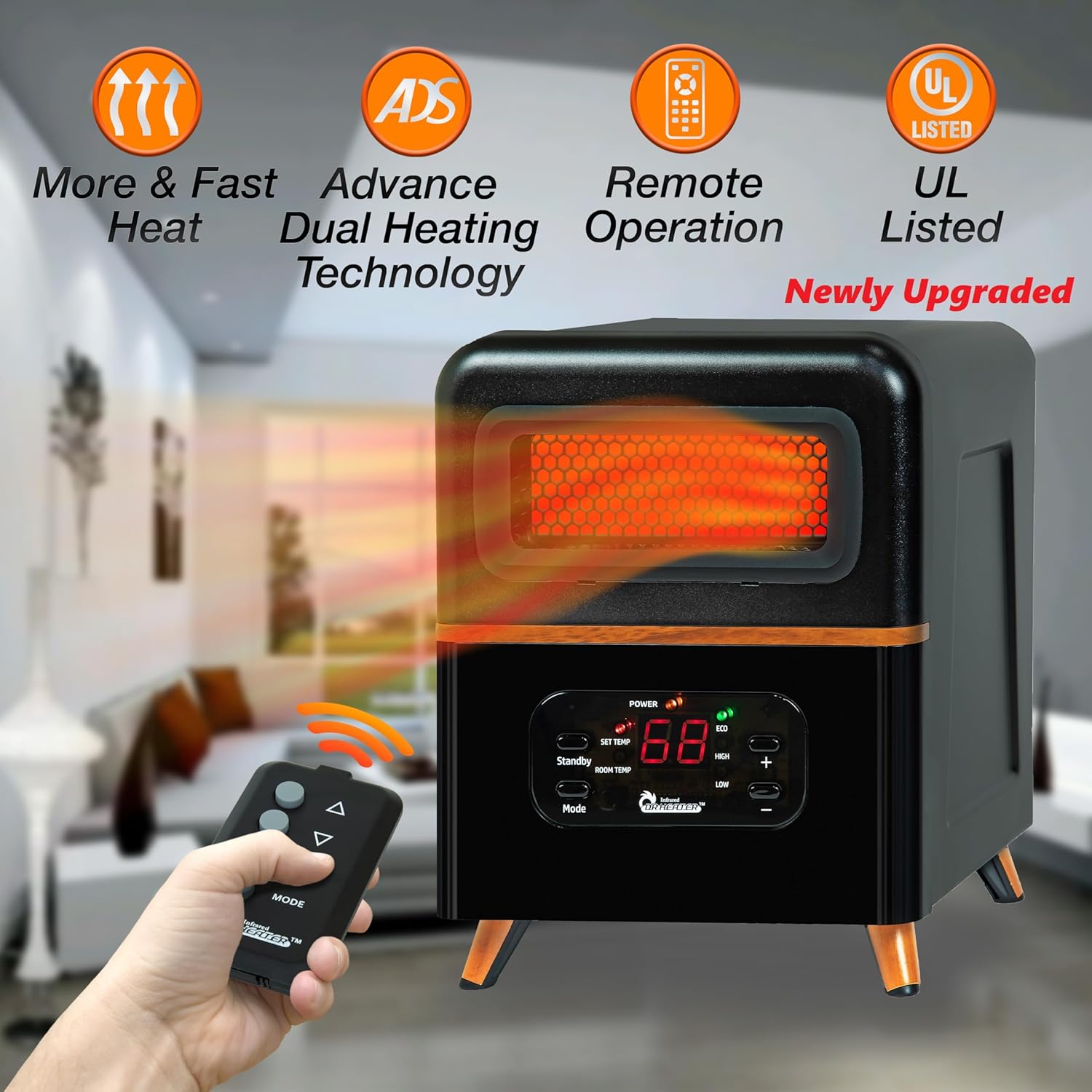 DR INFRARED HEATER DR-978 Dual Hybrid Space Heater with Remote