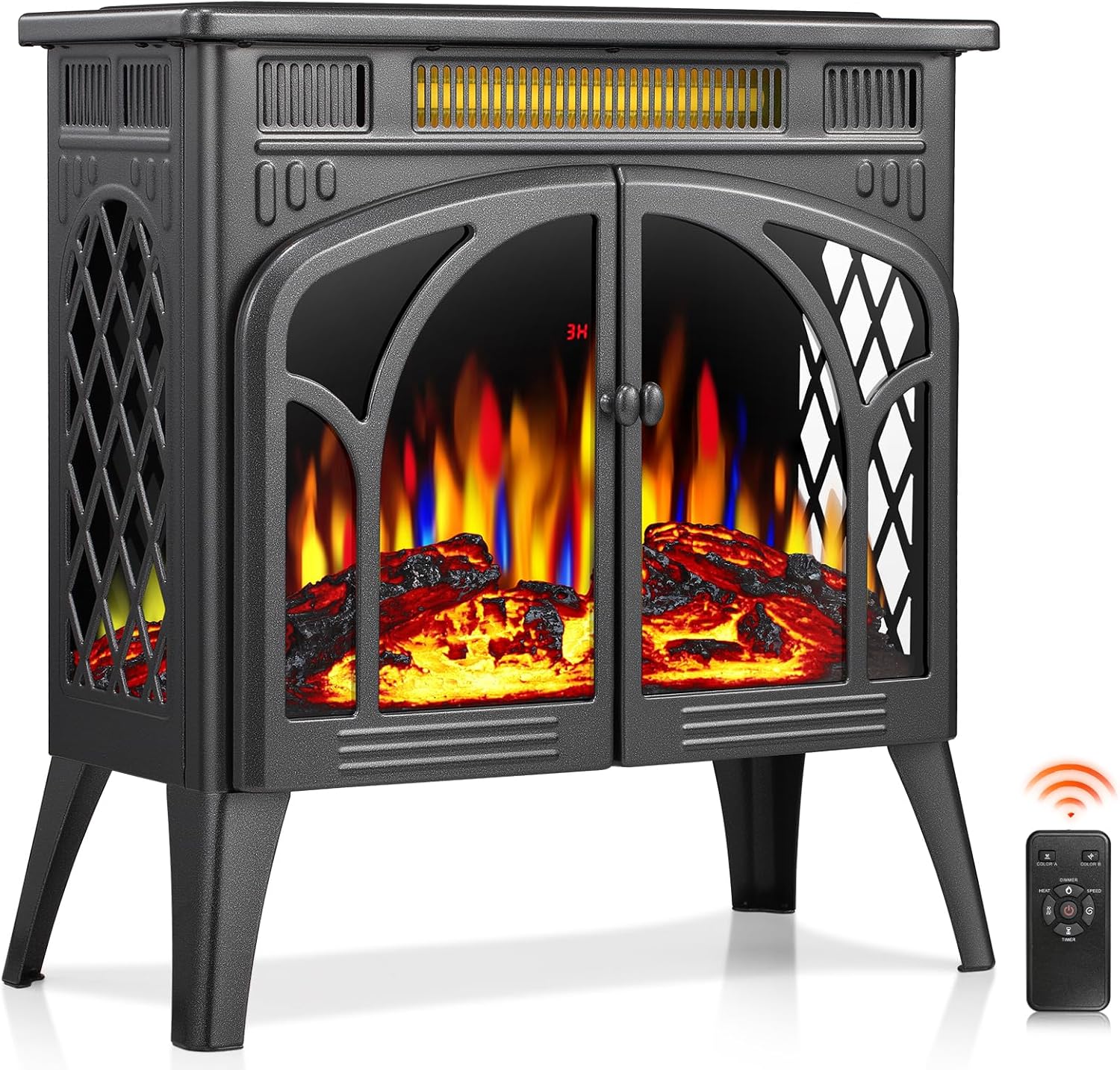 ZAFRO 24-inch Electric Fireplace Heater with Remote Control