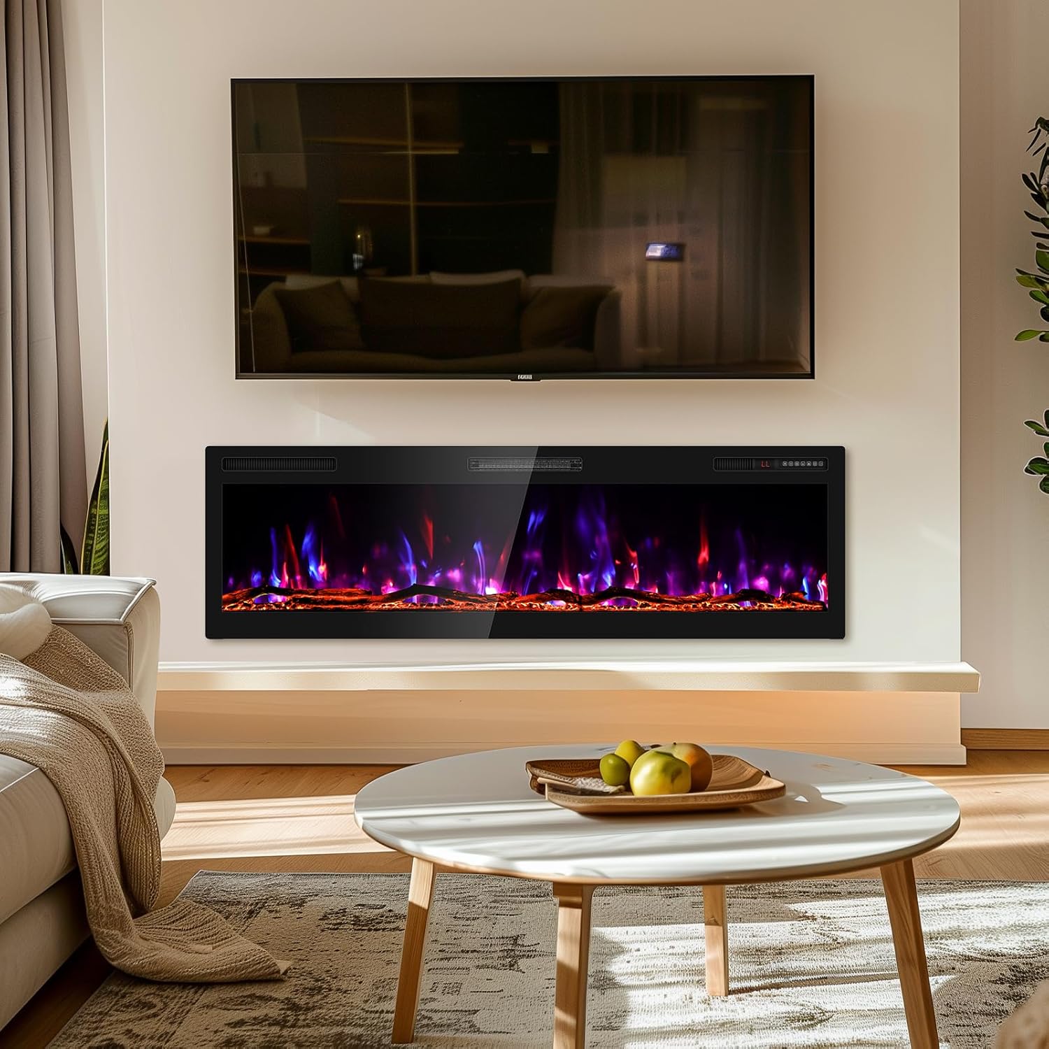 BREEZEHEAT 60 Inch Electric Fireplace with Log