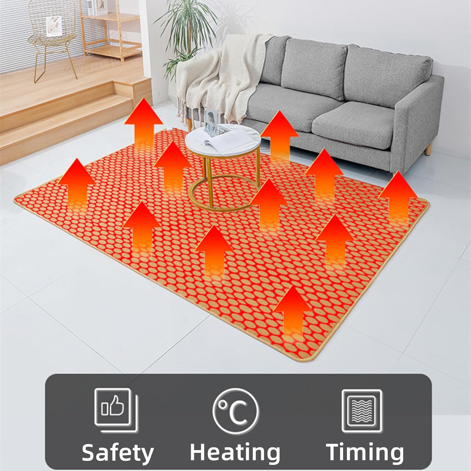 MOFGOE Heated Floor Mat 50x100cm with 60C Temp 12h Timer
