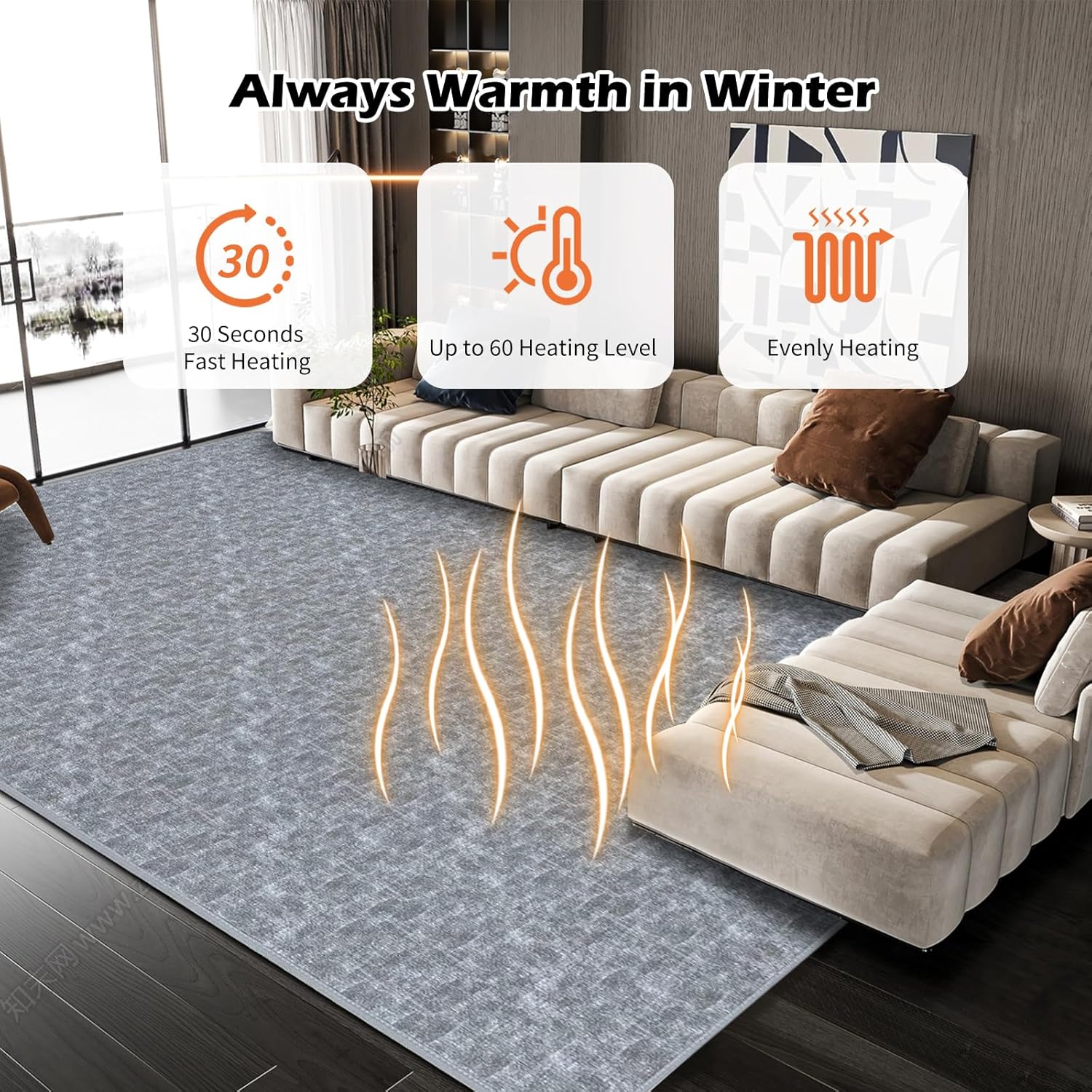 NujorWarm 120V Heated Rug with Timer and Fast Warm Up