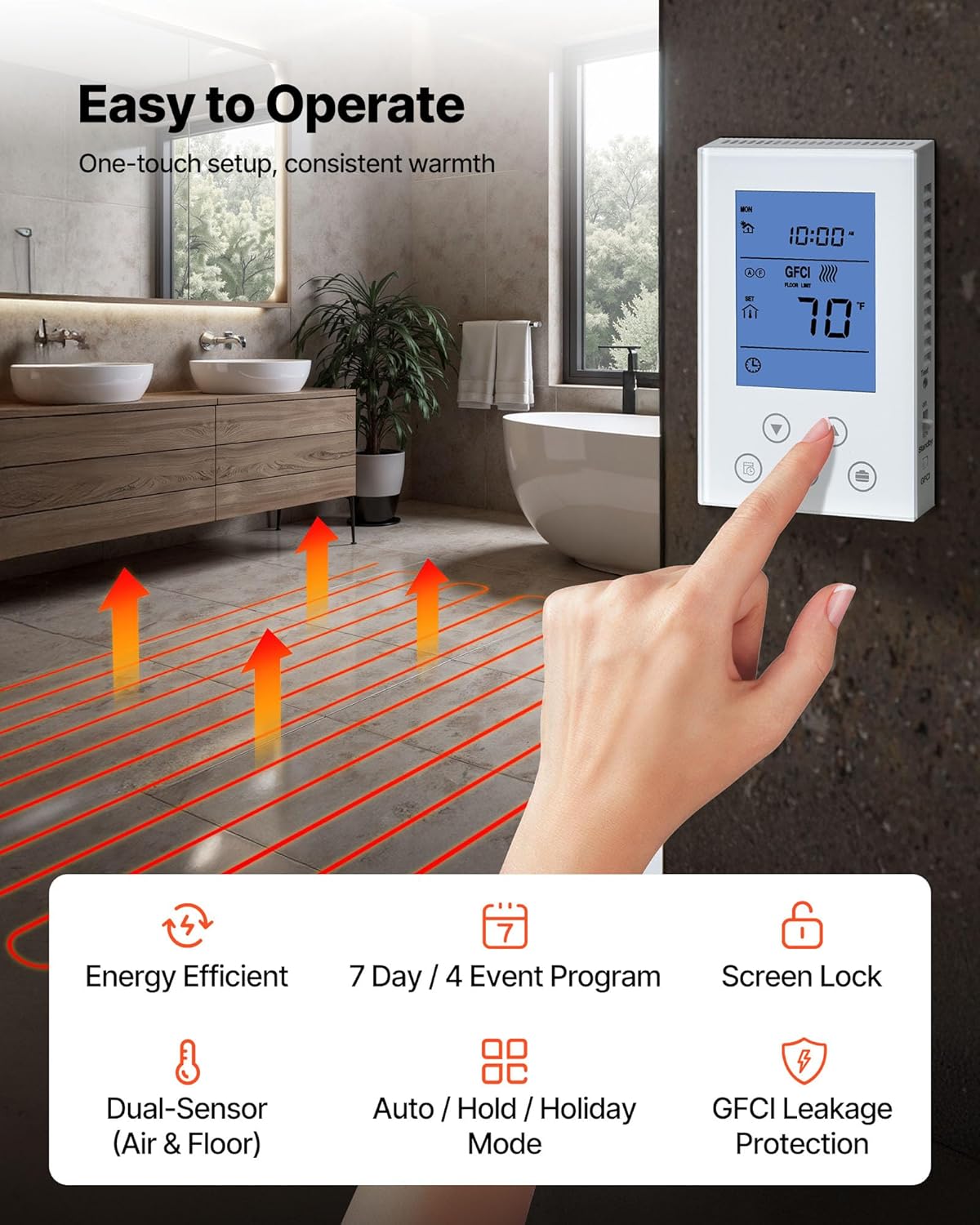 VEVOR 120 sqft Floor Heating Mat System with Smart Thermostat