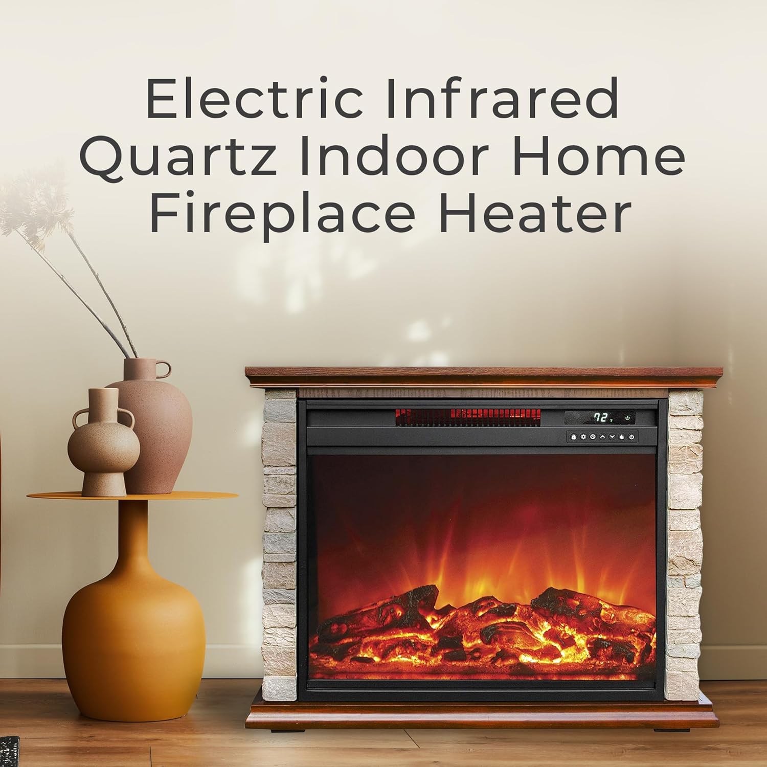 LifeSmart Global Electric Fireplace with 3 Heat Elements