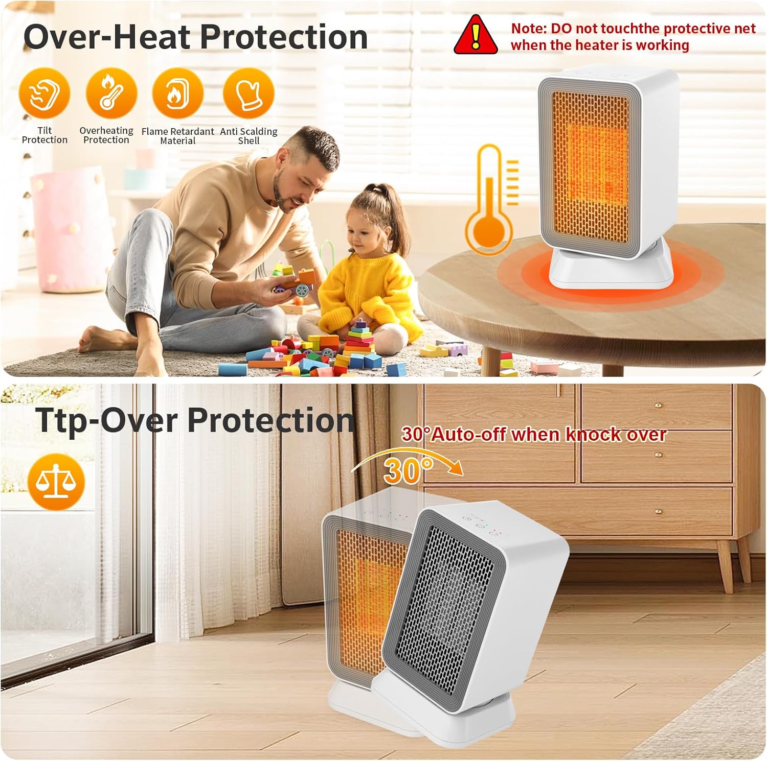 AIDENOEY 3-Mode Energy Efficient Mini Space Heater White