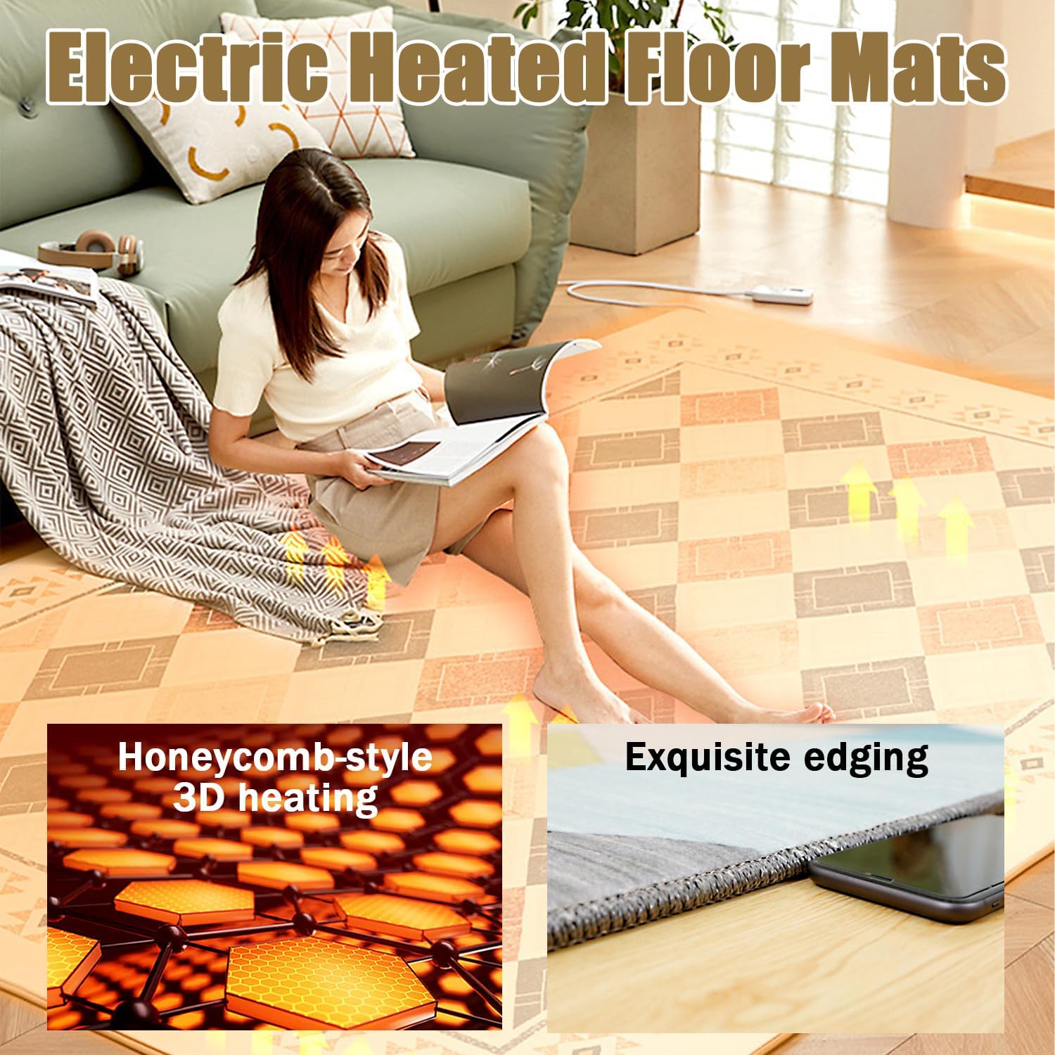Graphene Heated Floor Mat for Winter Warmth 150x200cm