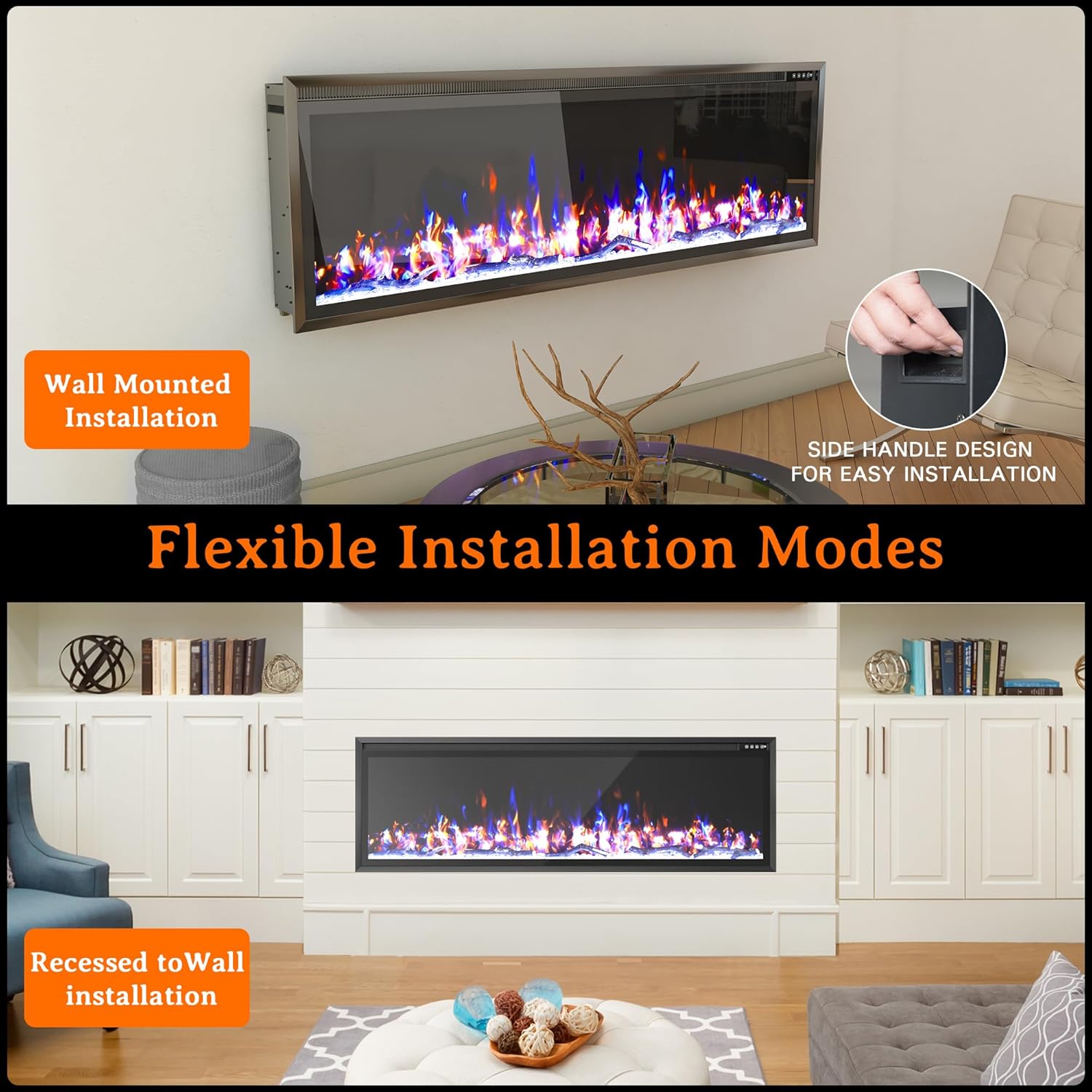 Weyderk 60 Electric Fireplace with Remote Control