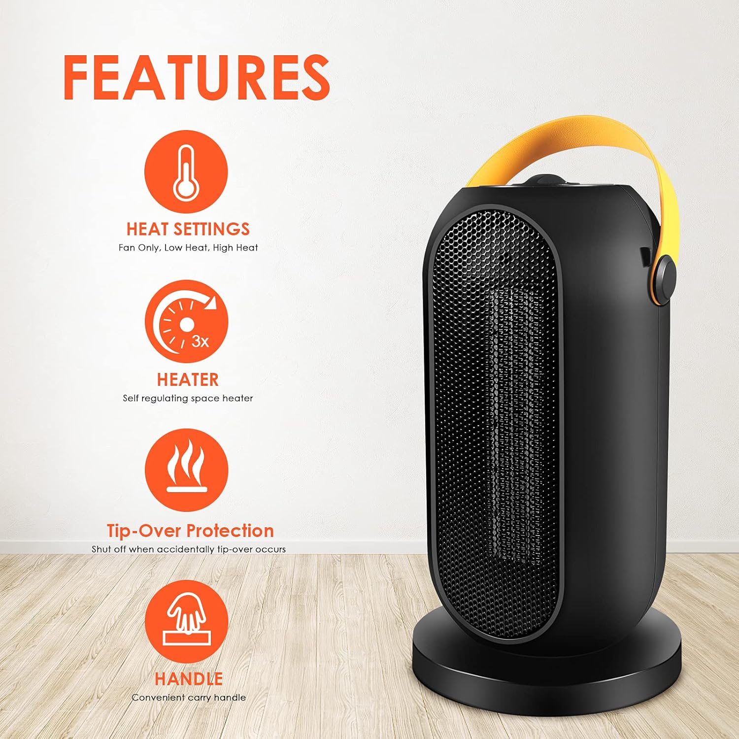 SARMERGE Fan Heater with 4 Settings and Safety Protection