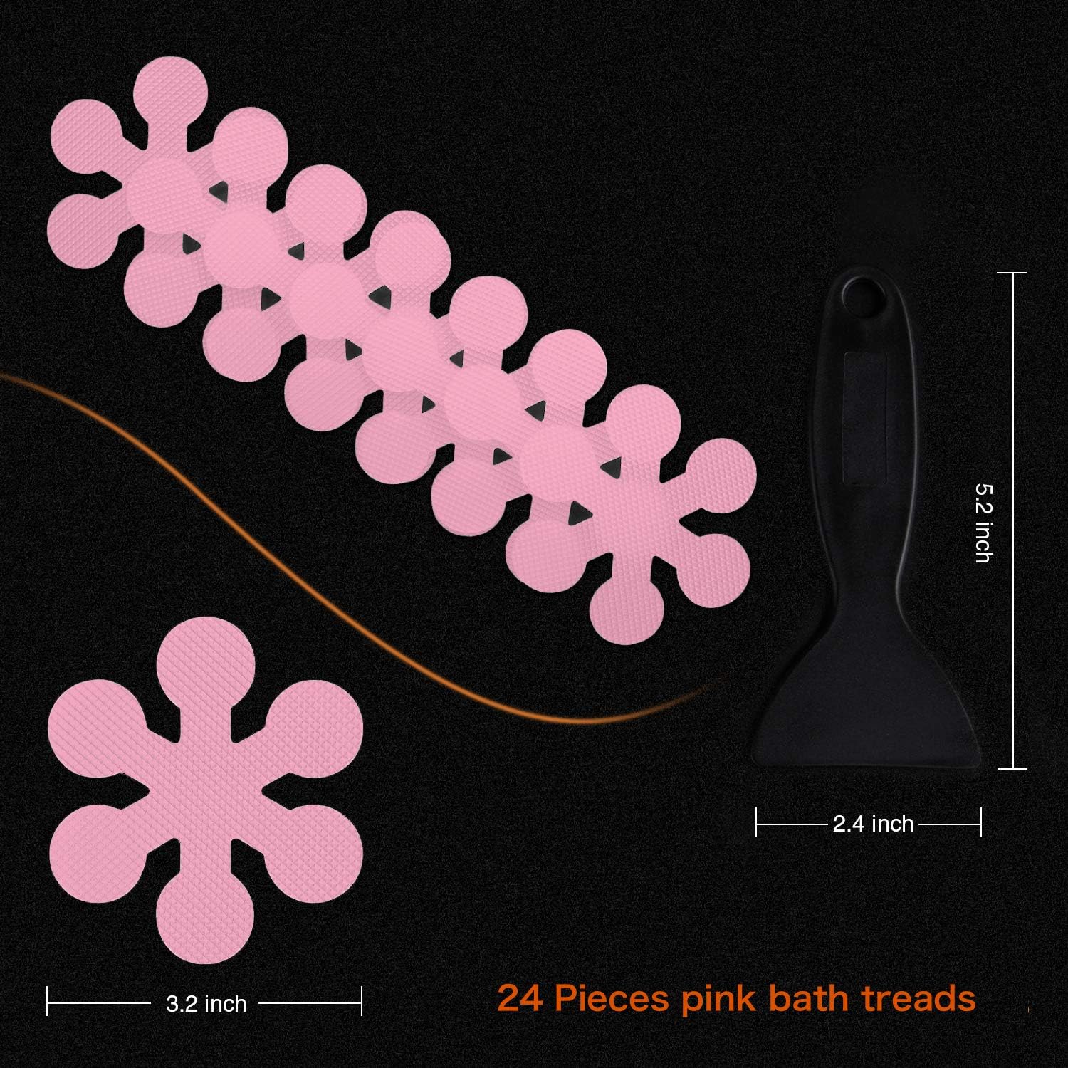 Secopad Non-Slip Bathtub Stickers with Scraper Pink 1